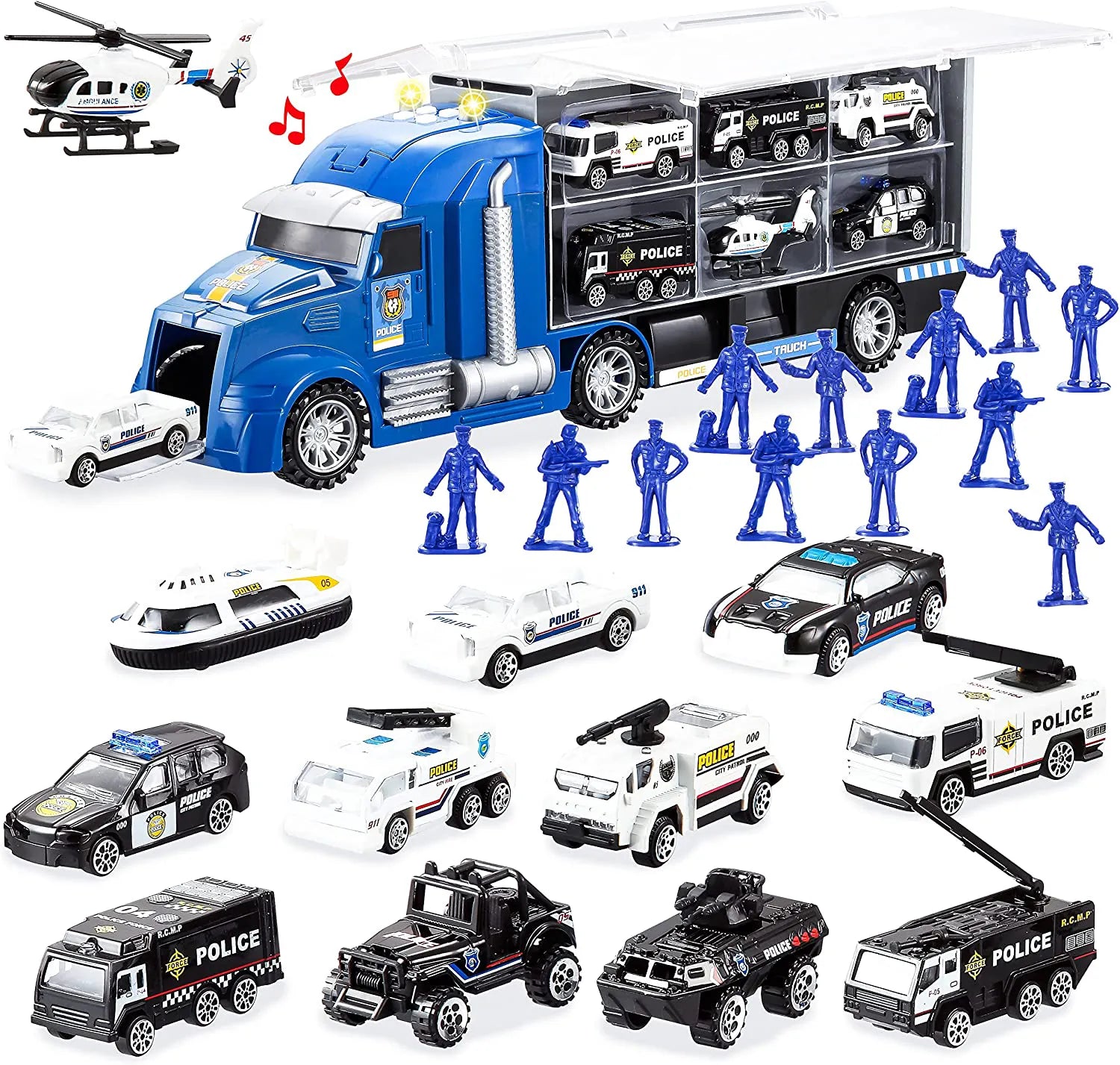 25-in-1 Police Carrier Truck Toy Set