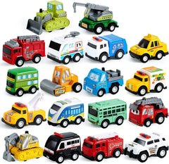 18-Pack Pull Back City Cars & Trucks Toy Set