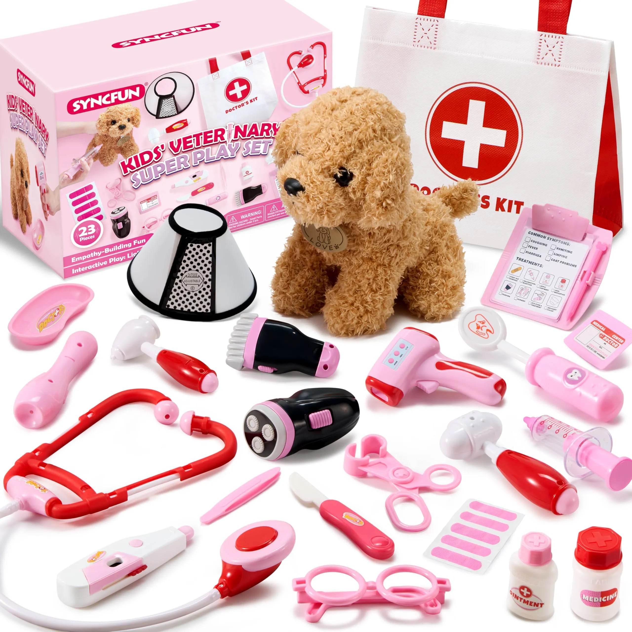 SYNCFUN 22-Piece Doctor & Veterinarian Playset for Kids