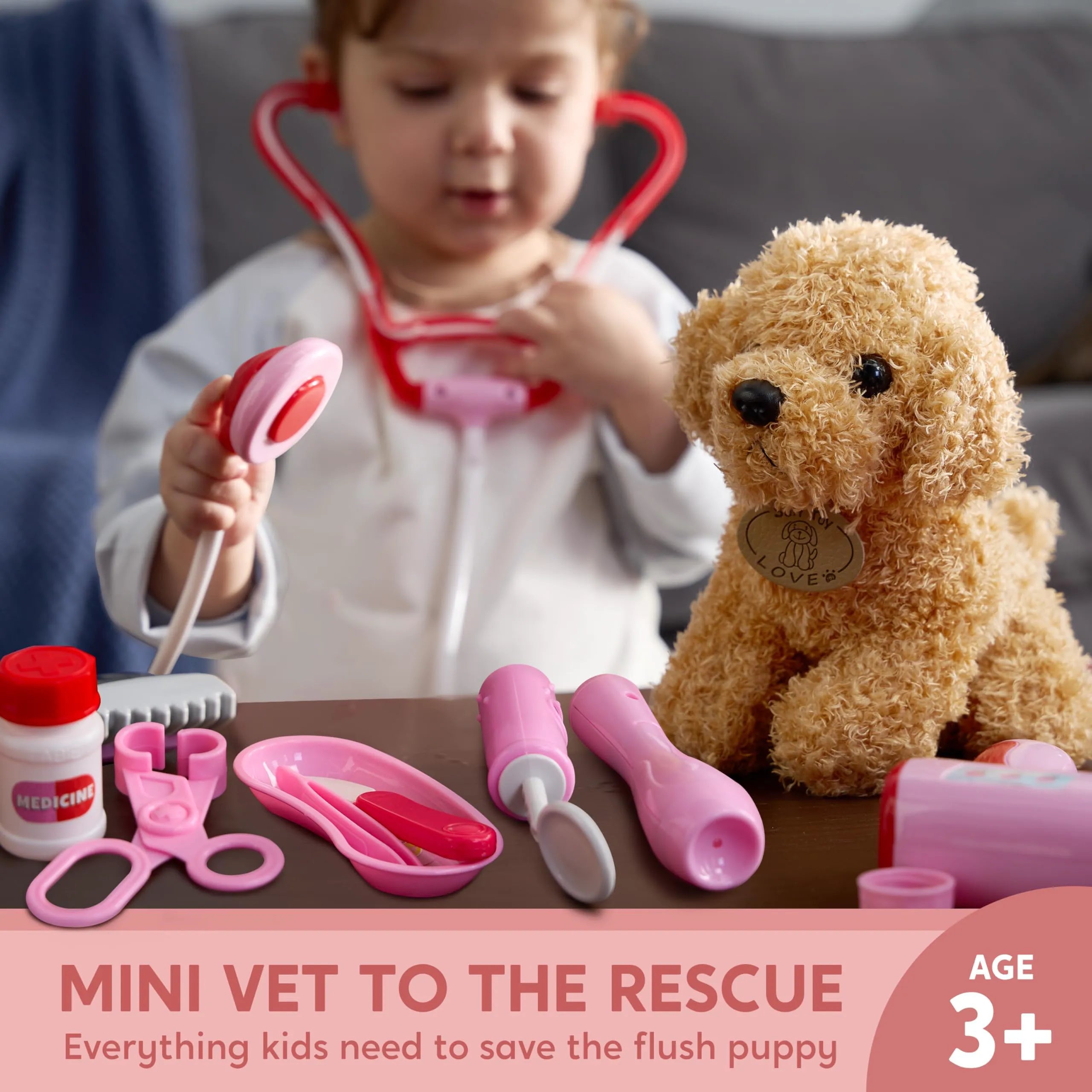 SYNCFUN 22-Piece Doctor & Veterinarian Playset for Kids