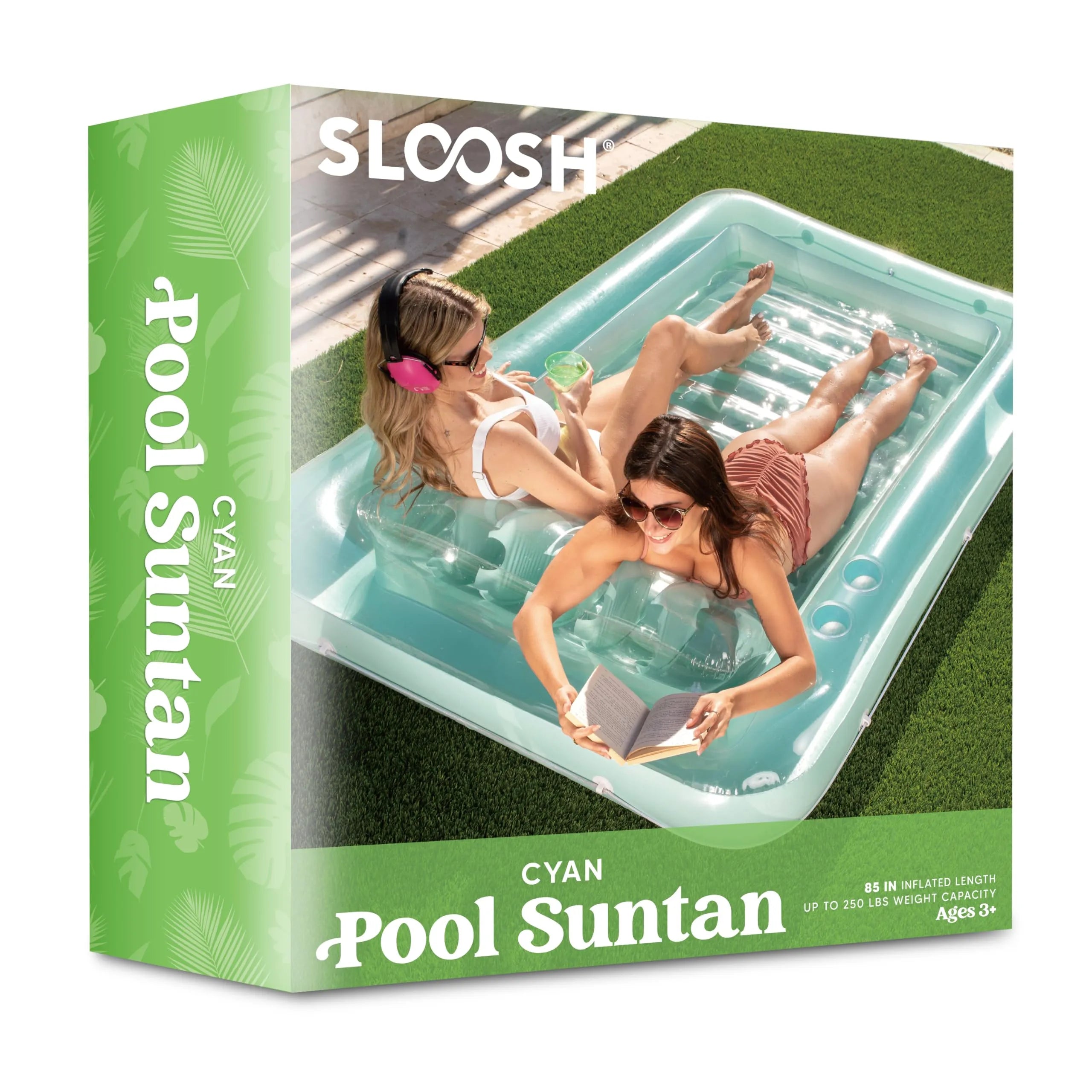 Sloosh-XL Inflatable Tanning Pool Lounge Float, 85in x 57in Extra Large Sun Tan Tub Adult Pool Floats Raft