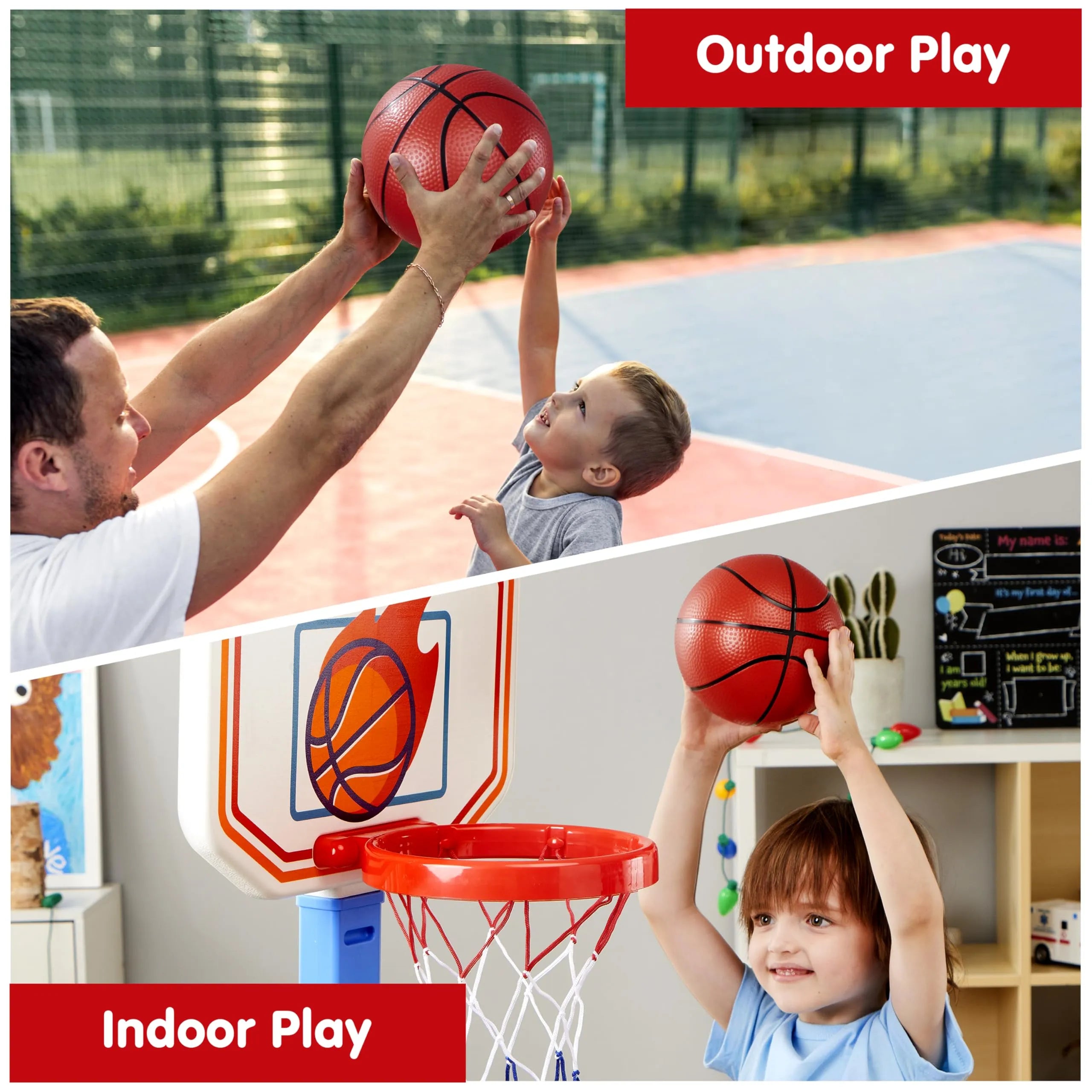 Toddler Basketball Arcade Game Set with Adjustable Goal and 4 Balls