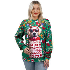 Unisex LED Light Up Reindeer Puppy Christmas Sweatshirt