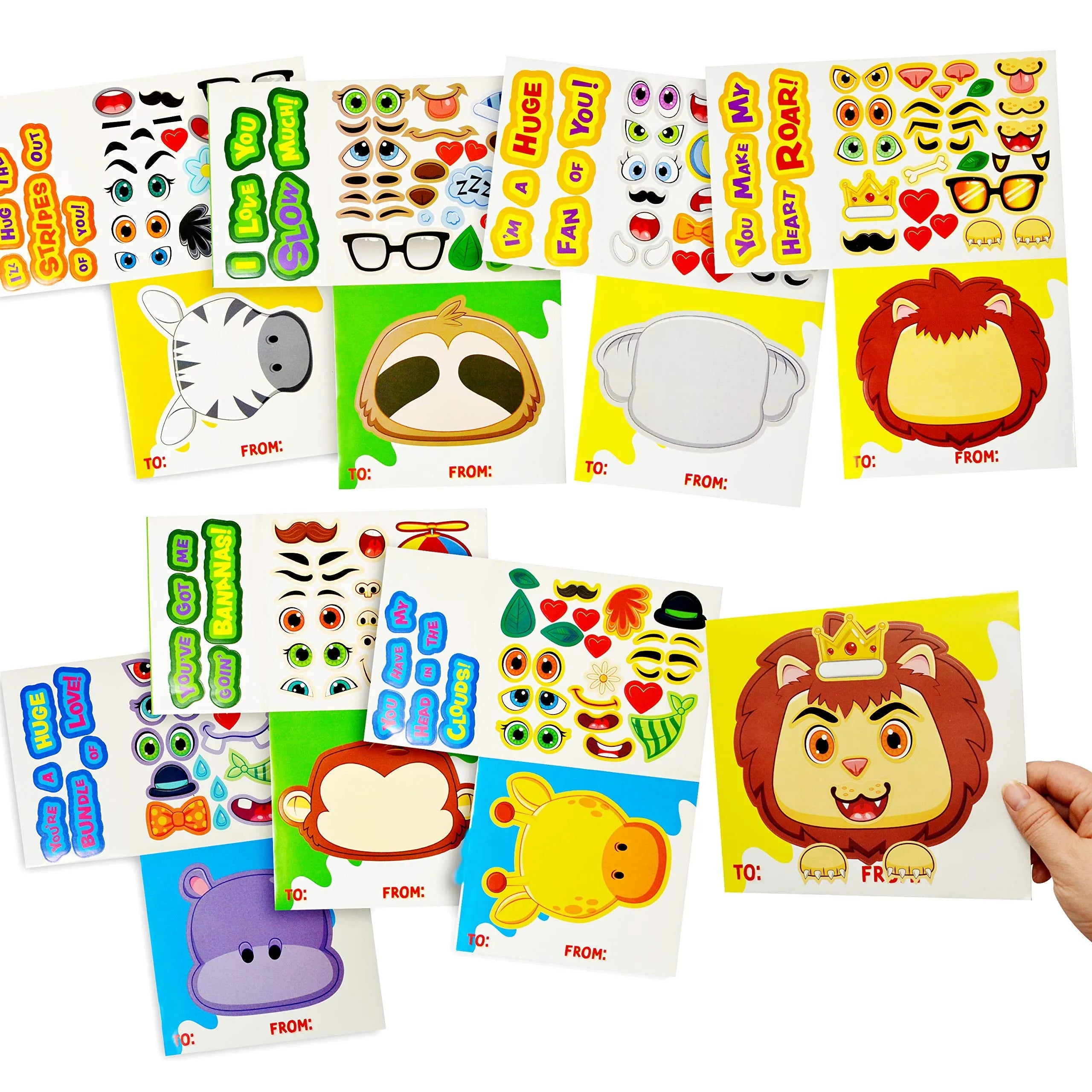 28 Animal Make-a-Face Valentine's Day Cards for Kids - Classroom Exchange Gifts