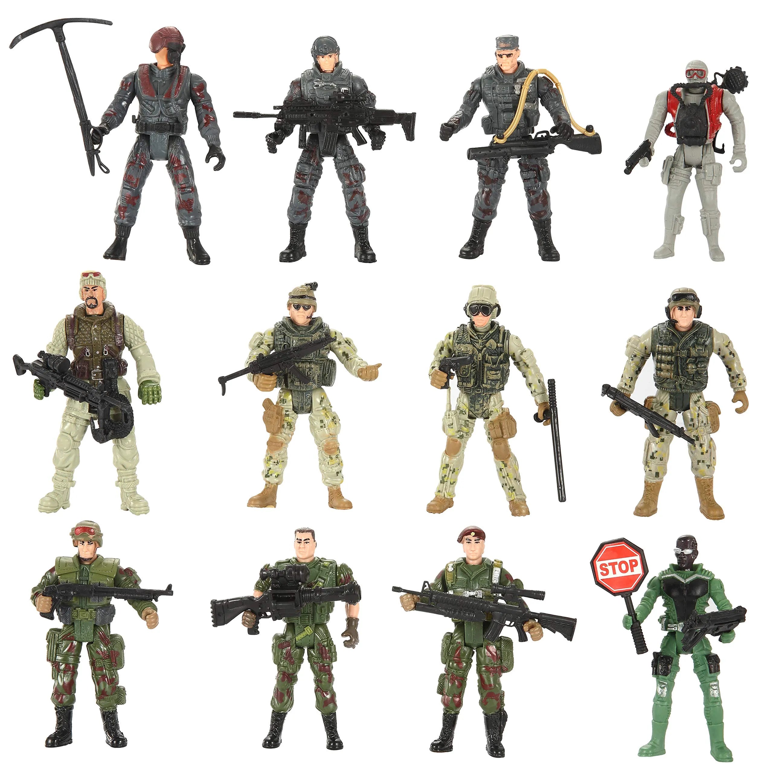 12Pcs Kids Valentine's Cards with Military Action Figure Toys - Classroom Exchange Gifts