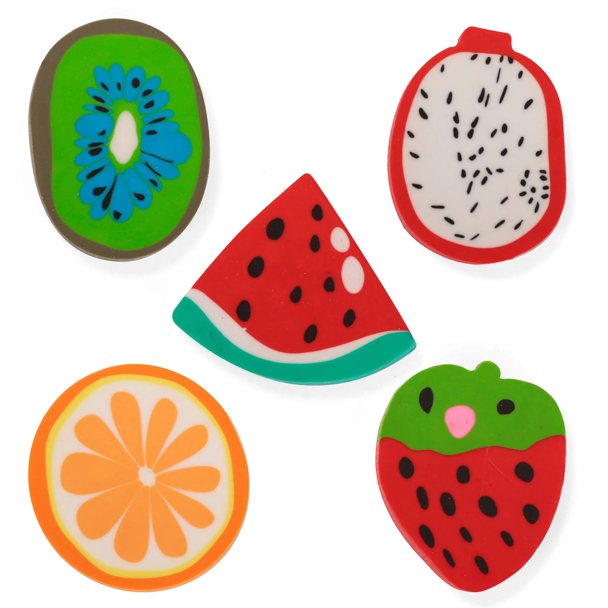 28-Piece Valentine's Fruit Eraser Set with Hearts and Cards for Kids Classroom Exchange Gifts
