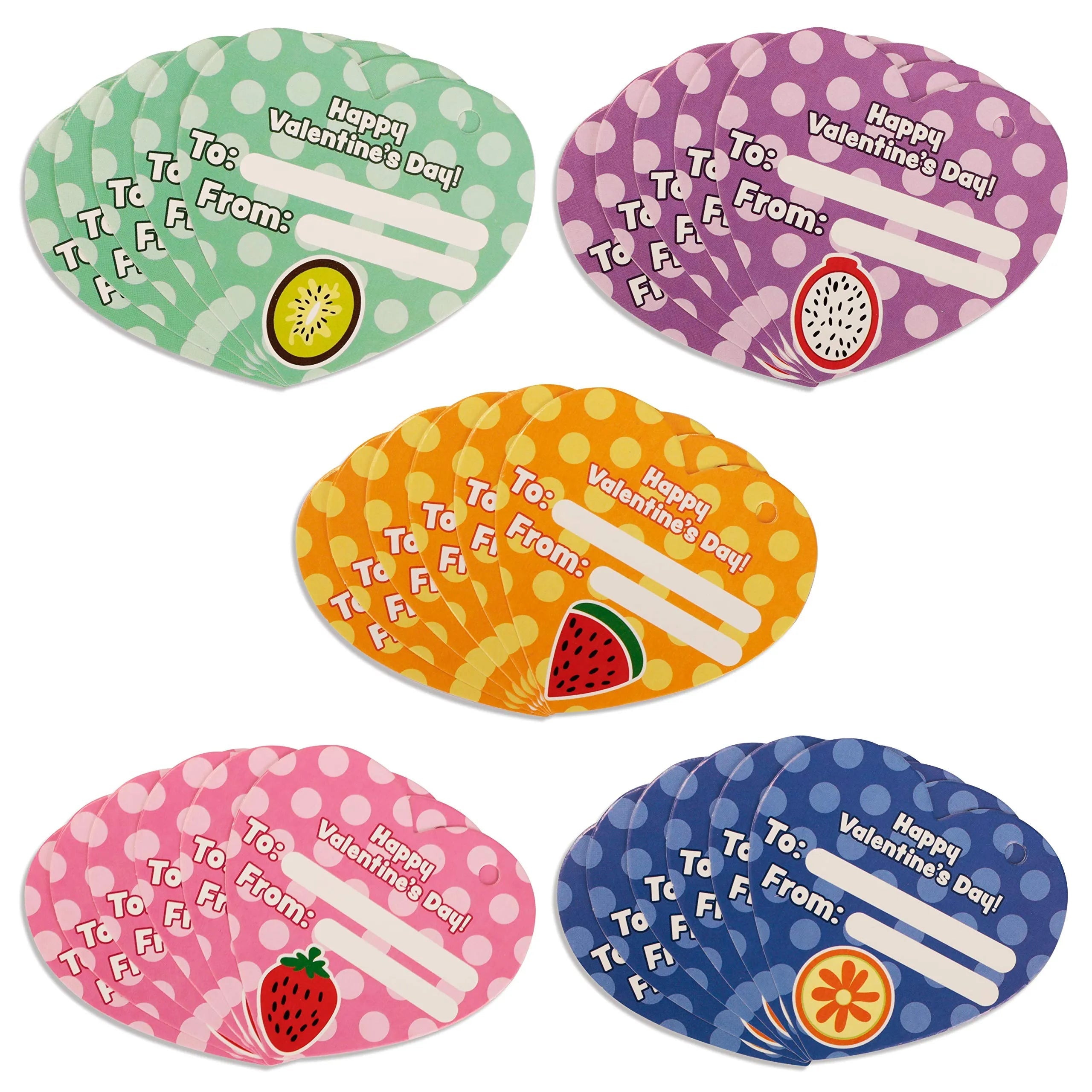 28-Piece Valentine's Fruit Eraser Set with Hearts and Cards for Kids Classroom Exchange Gifts