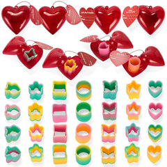 28-Piece Rainbow Spring Hearts Set with Valentine's Day Cards for Kids Classroom Exchange Gifts