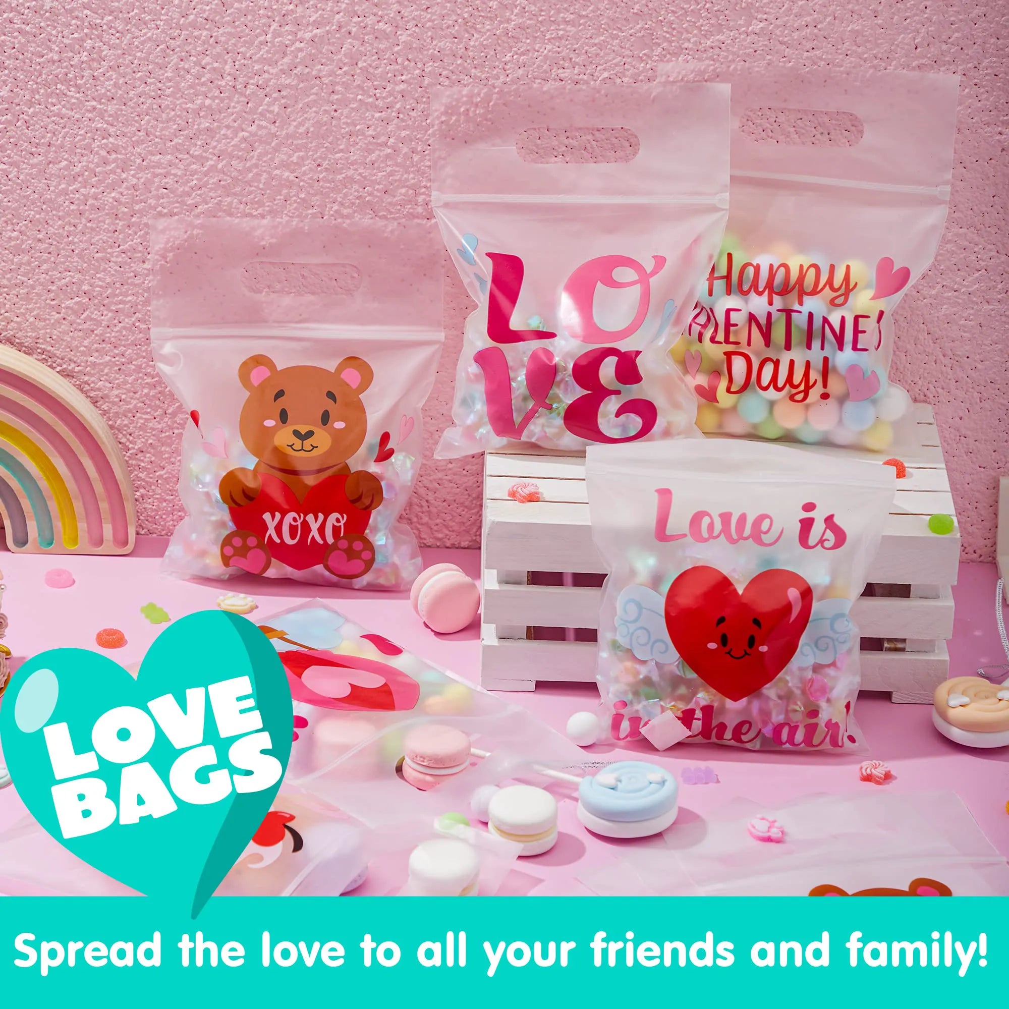 Valentine's Day Cellophane Gift Bags - 36 Pcs with 6 Themed Designs