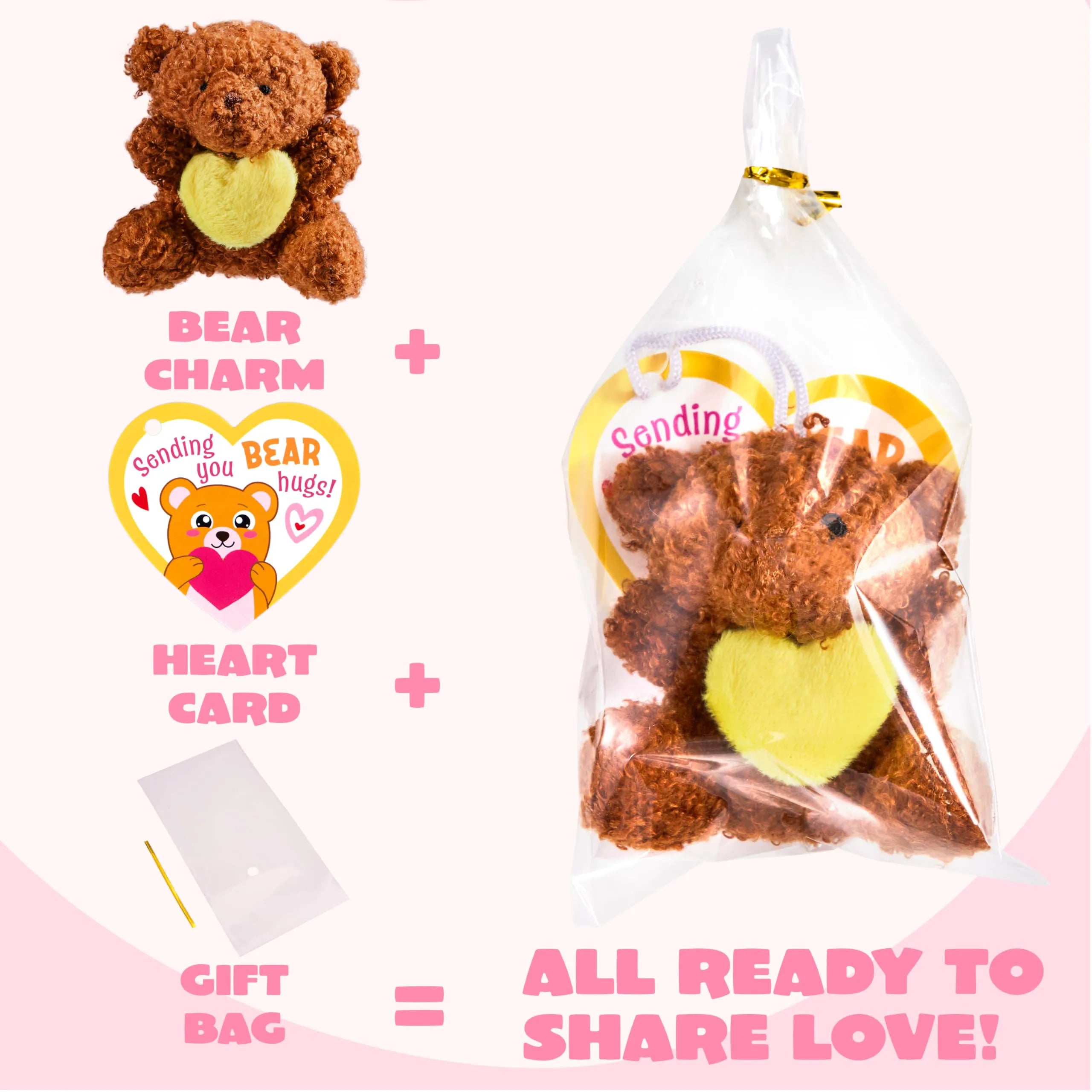 Valentine's Day Party Favors Bulk 24 Pack - Plush Teddy Bears Holding Hearts with Cards