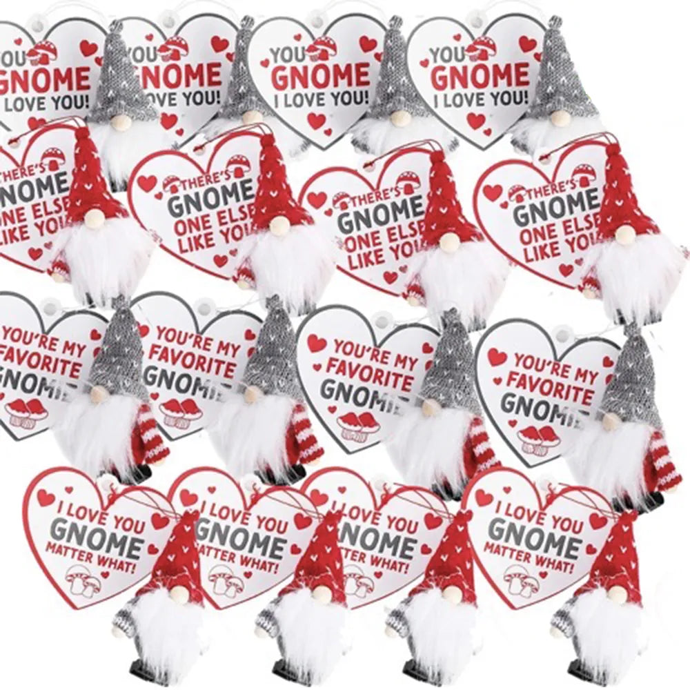 16 Gnome Valentine's Day Cards with Plush Toys for Kids Classroom Exchange