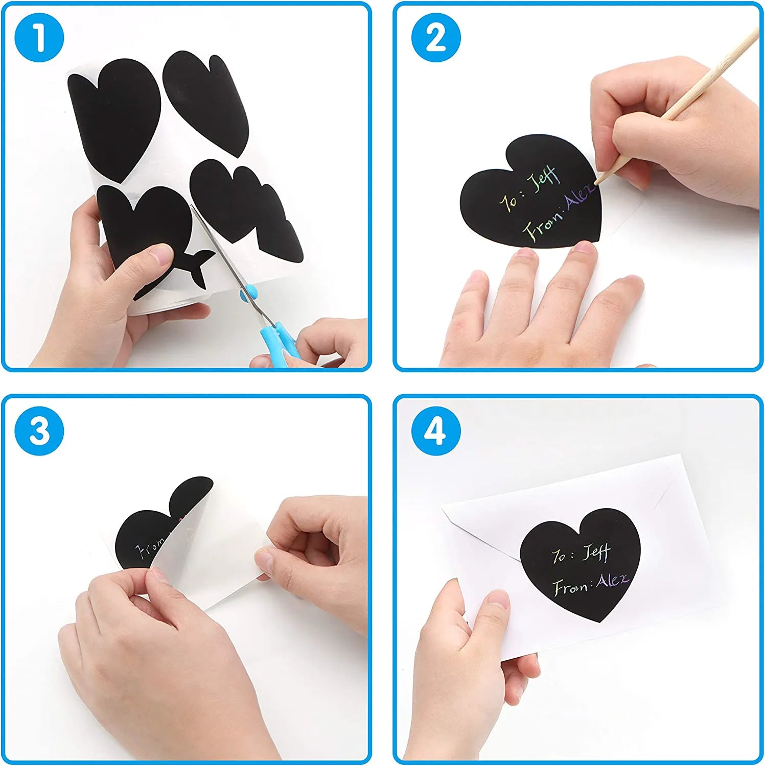 Valentine's Day Heart-Shaped Scratch Sticker Roll Gift Cards