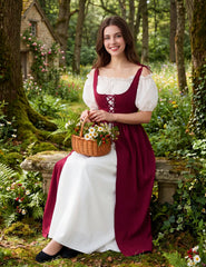 Women's Medieval Renaissance Peasant Maxi Dress for Halloween