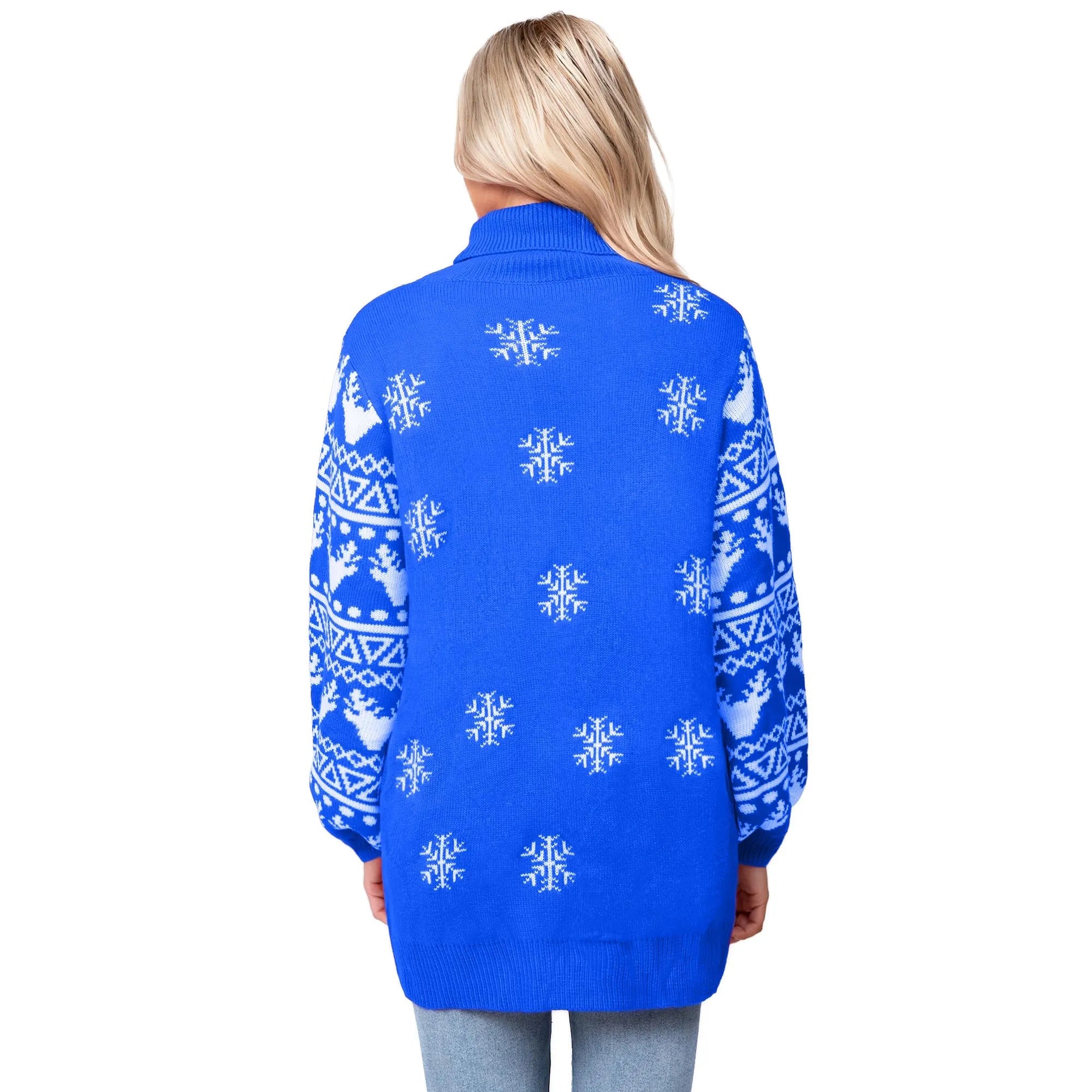 Women’s Christmas Reindeer Ugly Long Sweater LED Light Up Xmas Sweater