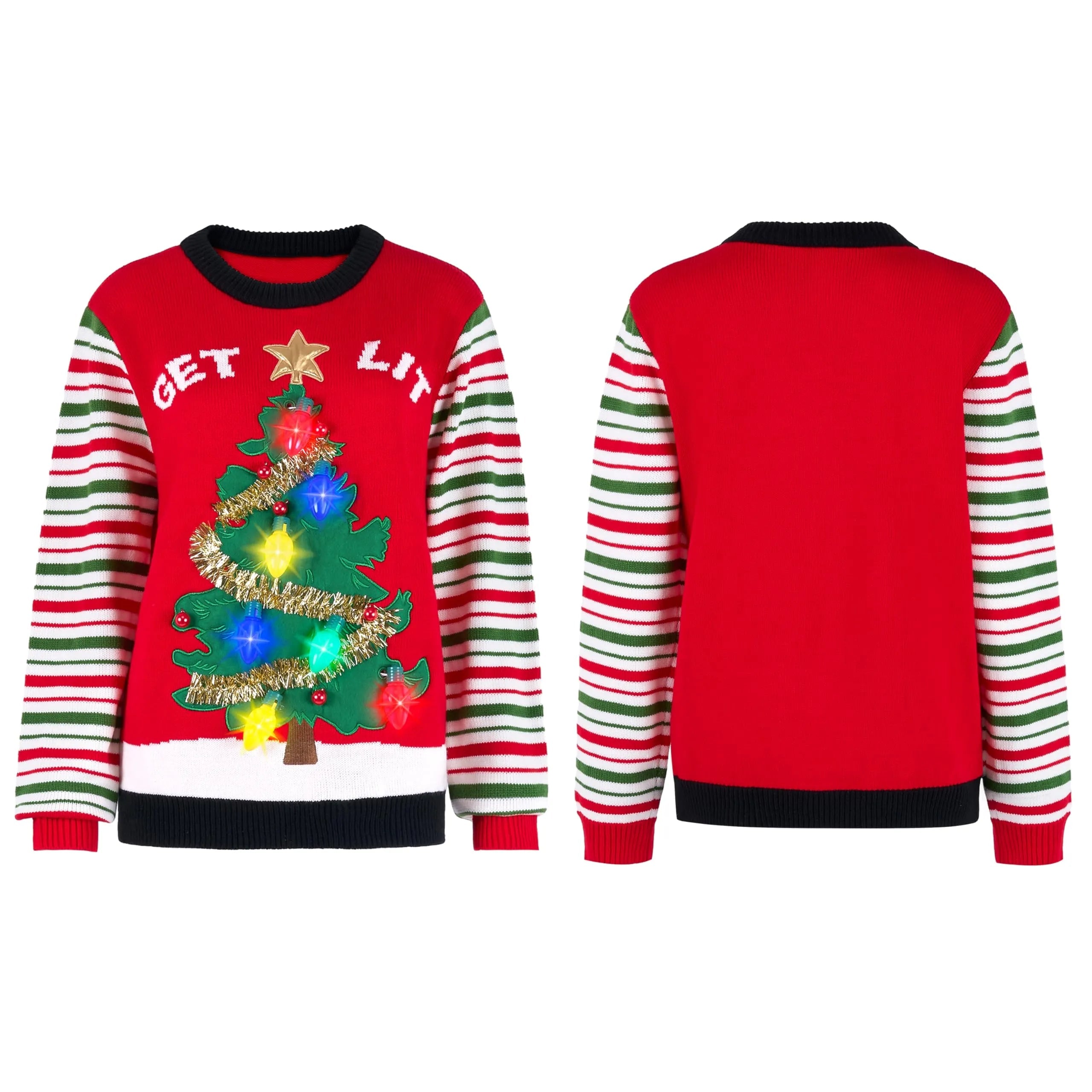 Women's LED Light Up Get Lit Christmas Tree Ugly Christmas Sweater