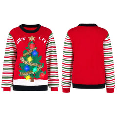 Women's LED Light Up Get Lit Christmas Tree Ugly Christmas Sweater