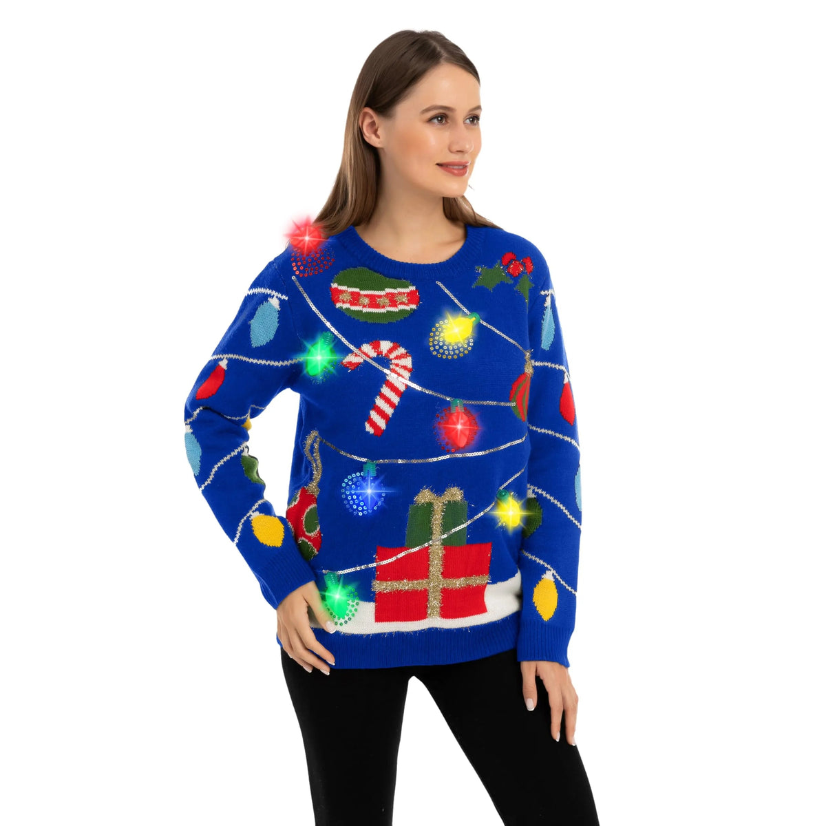 Women's LED Light-Up String Light Ugly Christmas Sweater