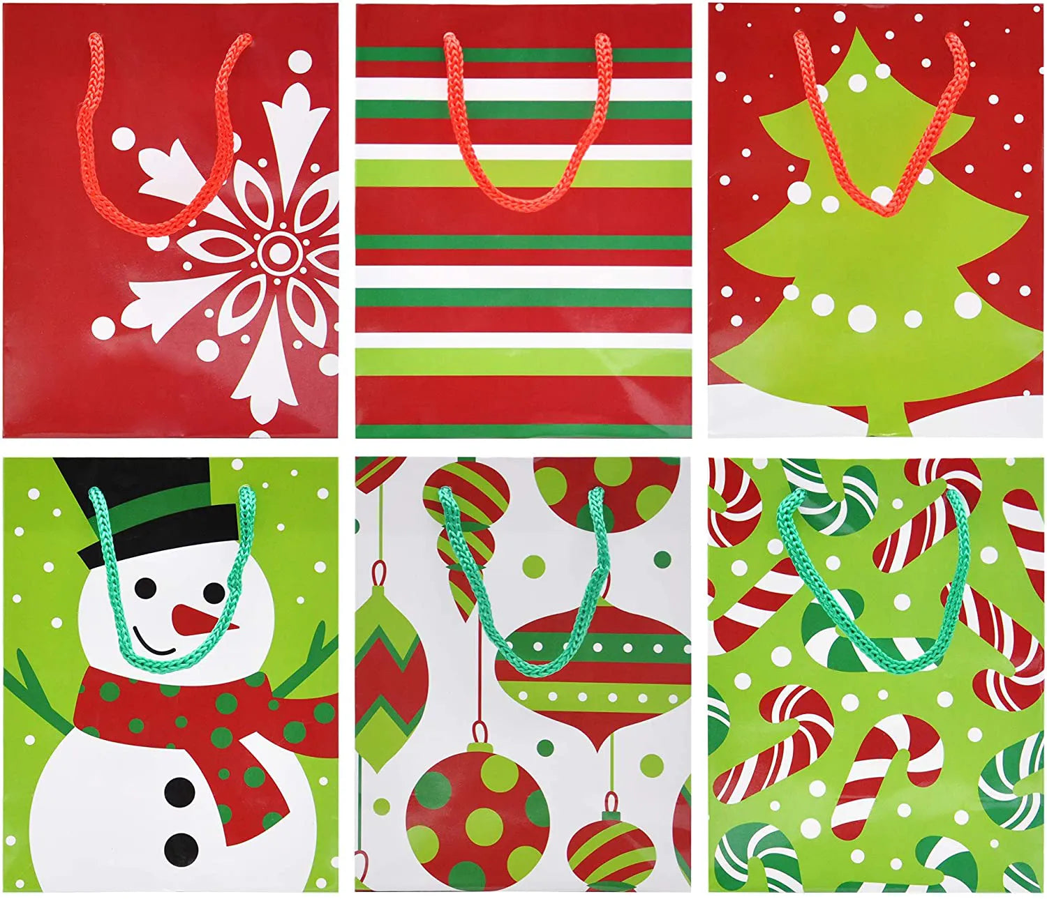 18 Pack Christmas Gift Bags - Holiday Paper Bags