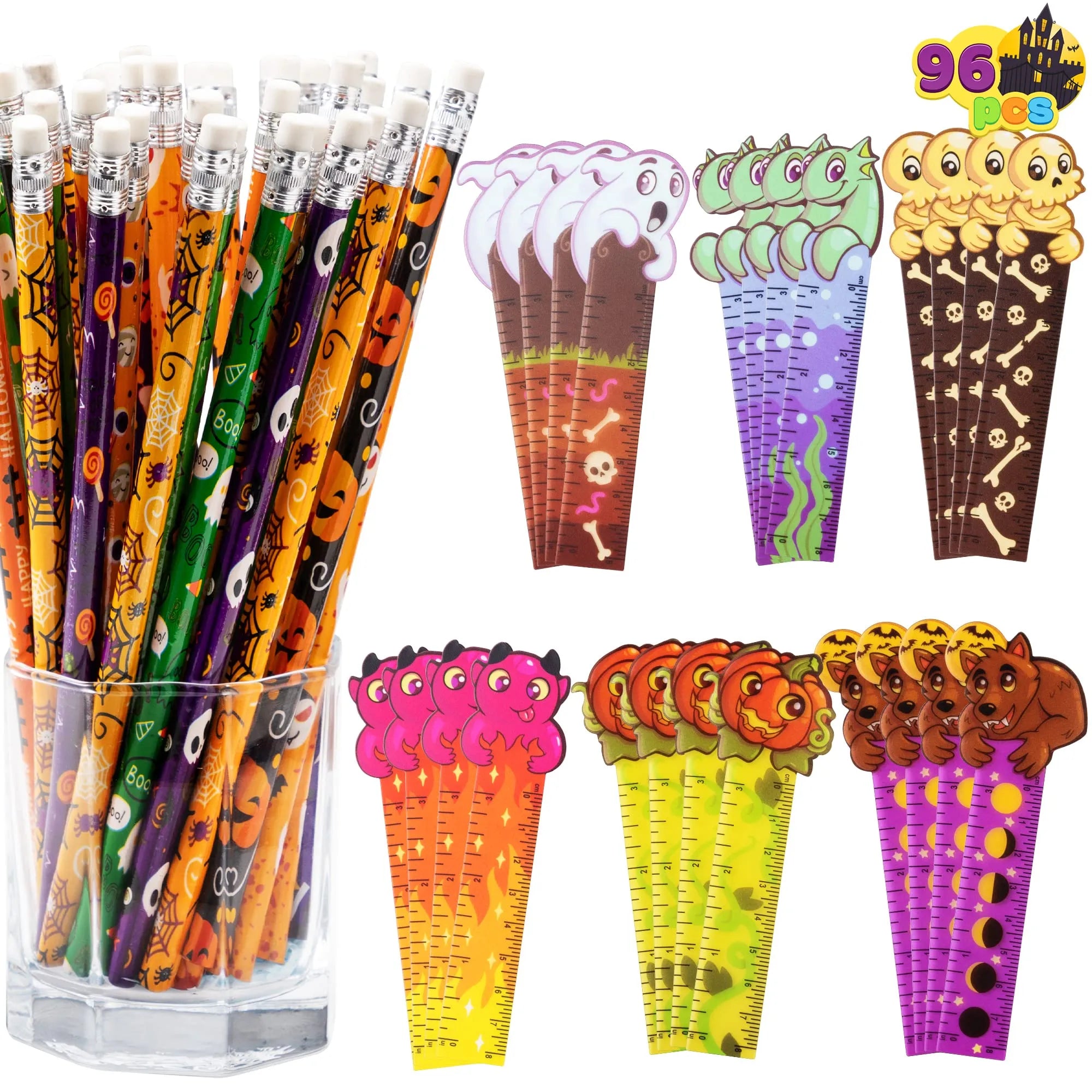 Halloween Pencil & Ruler Set - 96 Pieces