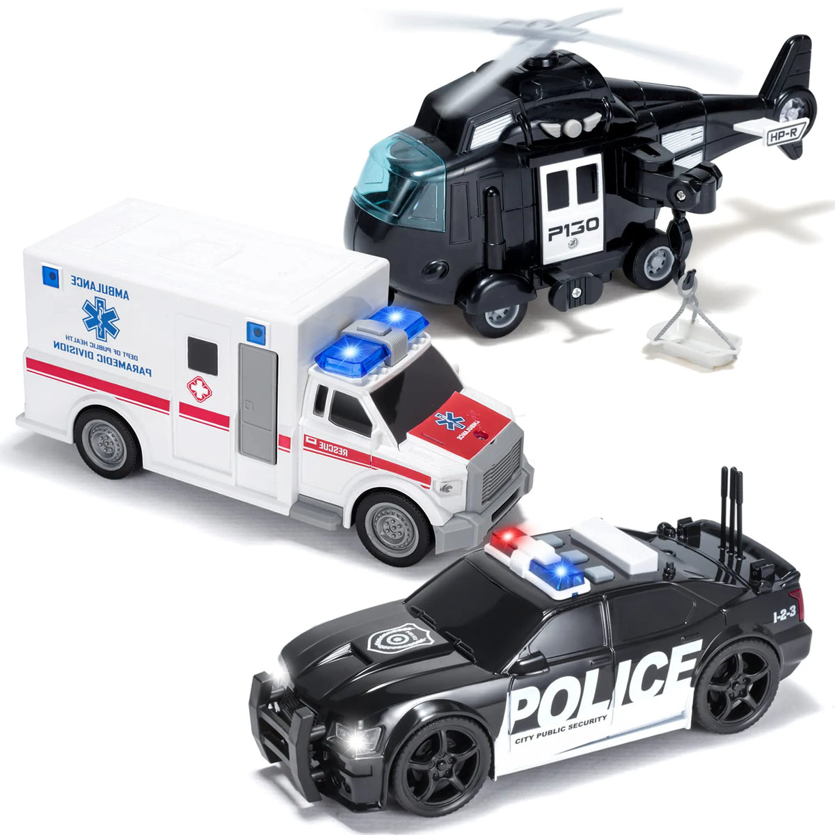 3-Piece City Hero Police Vehicle Toy Set