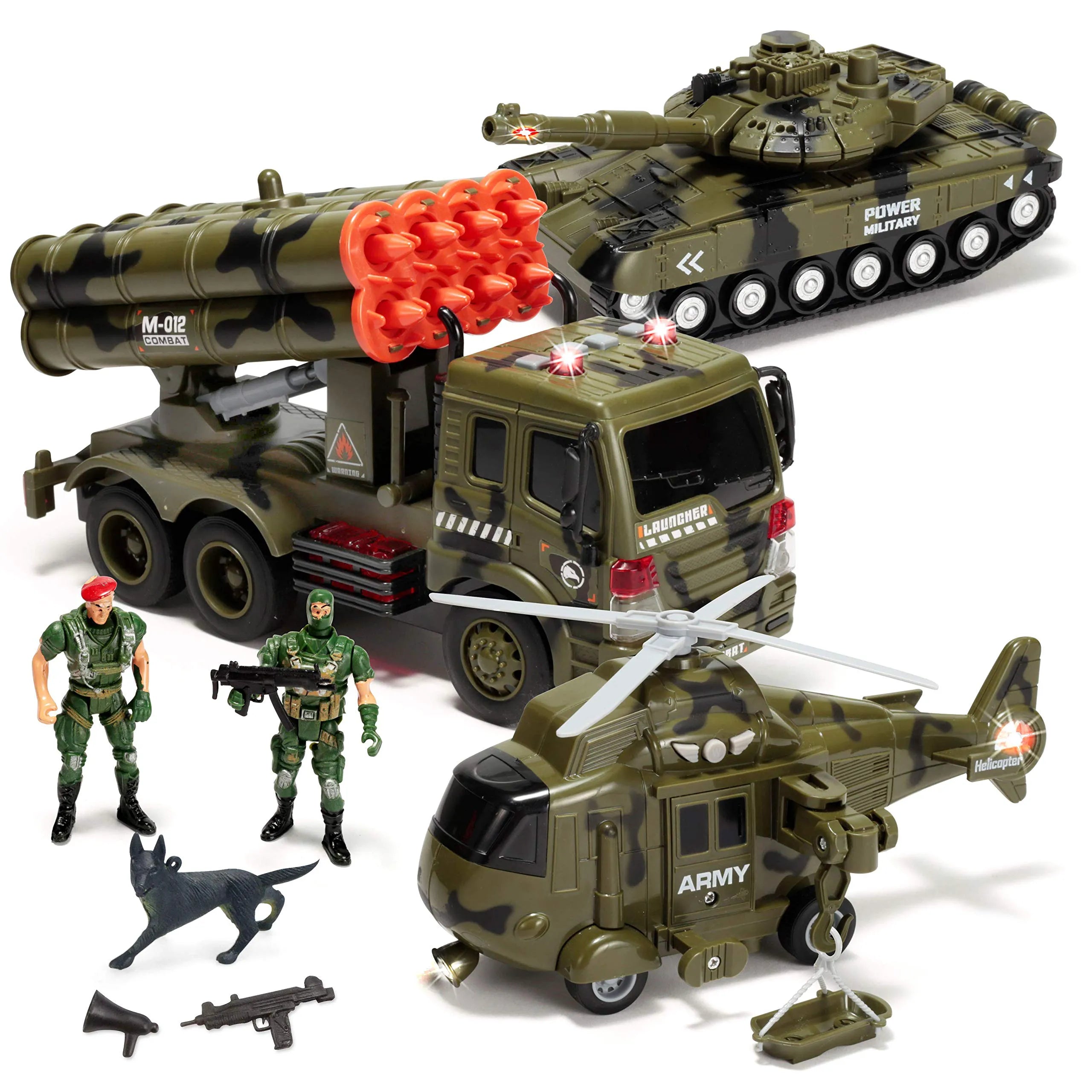 3-in-1 Friction-Powered Siren Military Vehicle Toy