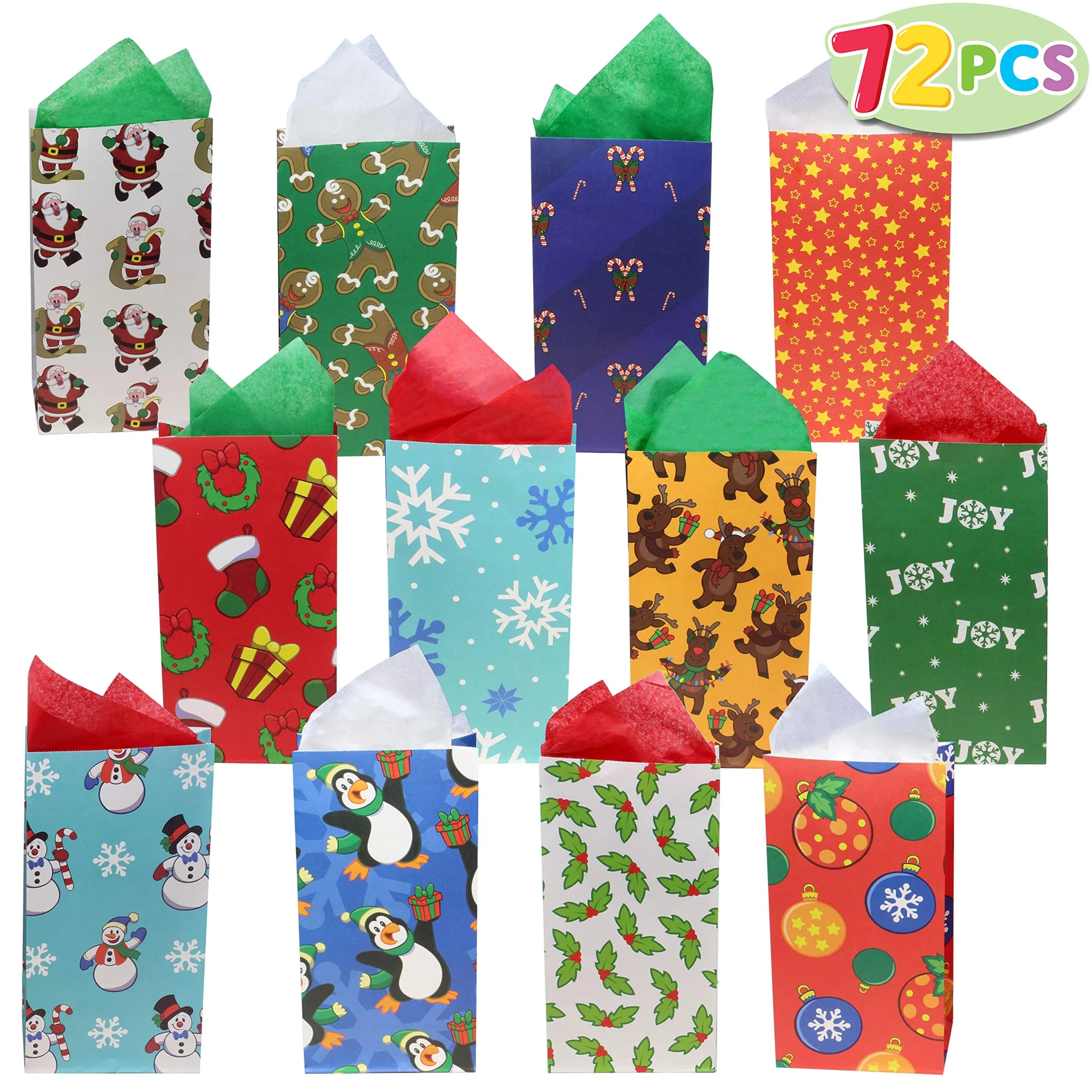 9.75 Inch Holiday Goody Bags, 72 Count