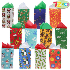 9.75 Inch Holiday Goody Bags, 72 Count