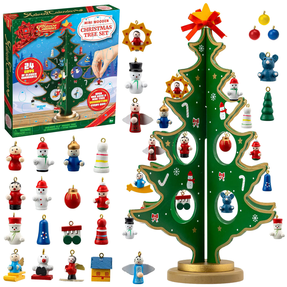 Tabletop Wooden Christmas Tree Advent Calendar