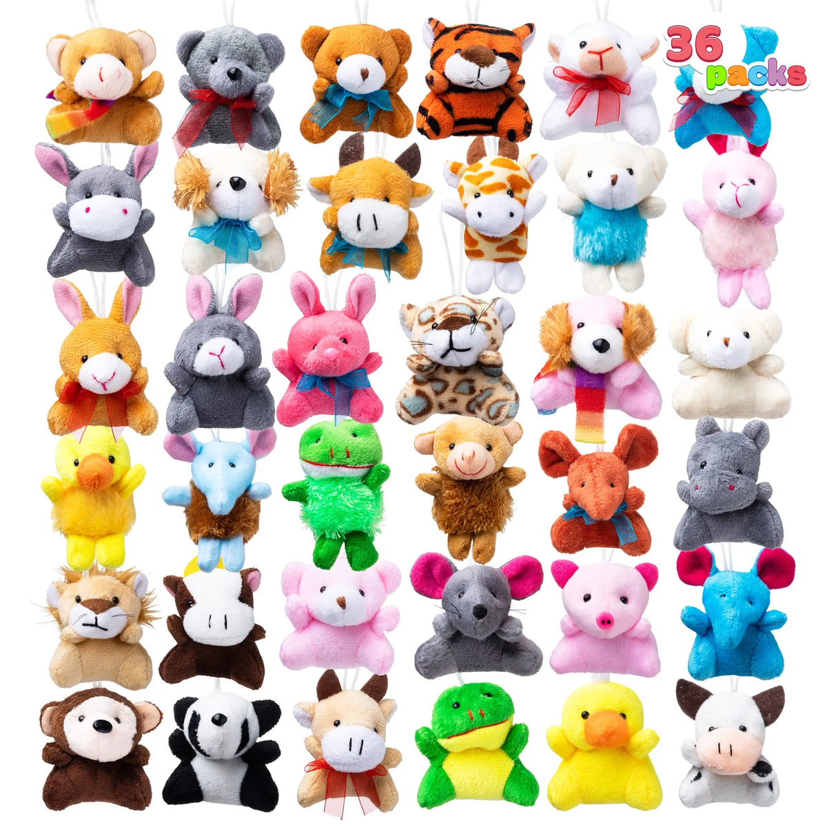36-Piece Mini Plush Animal Toy Set (2.5 to 3 Inches, No Egg Shells)