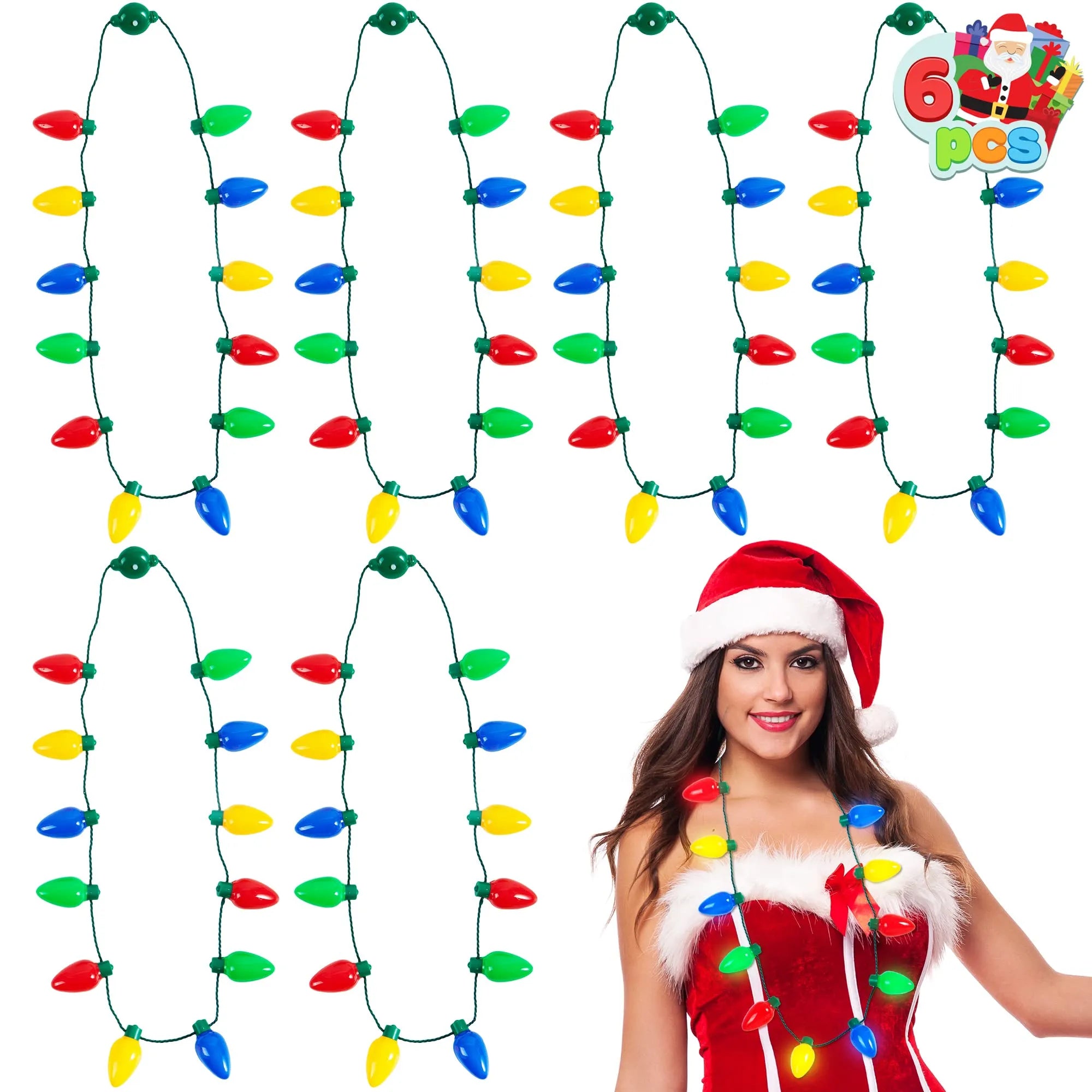 6 Pcs Christmas Necklace with 12 Light Bulbs