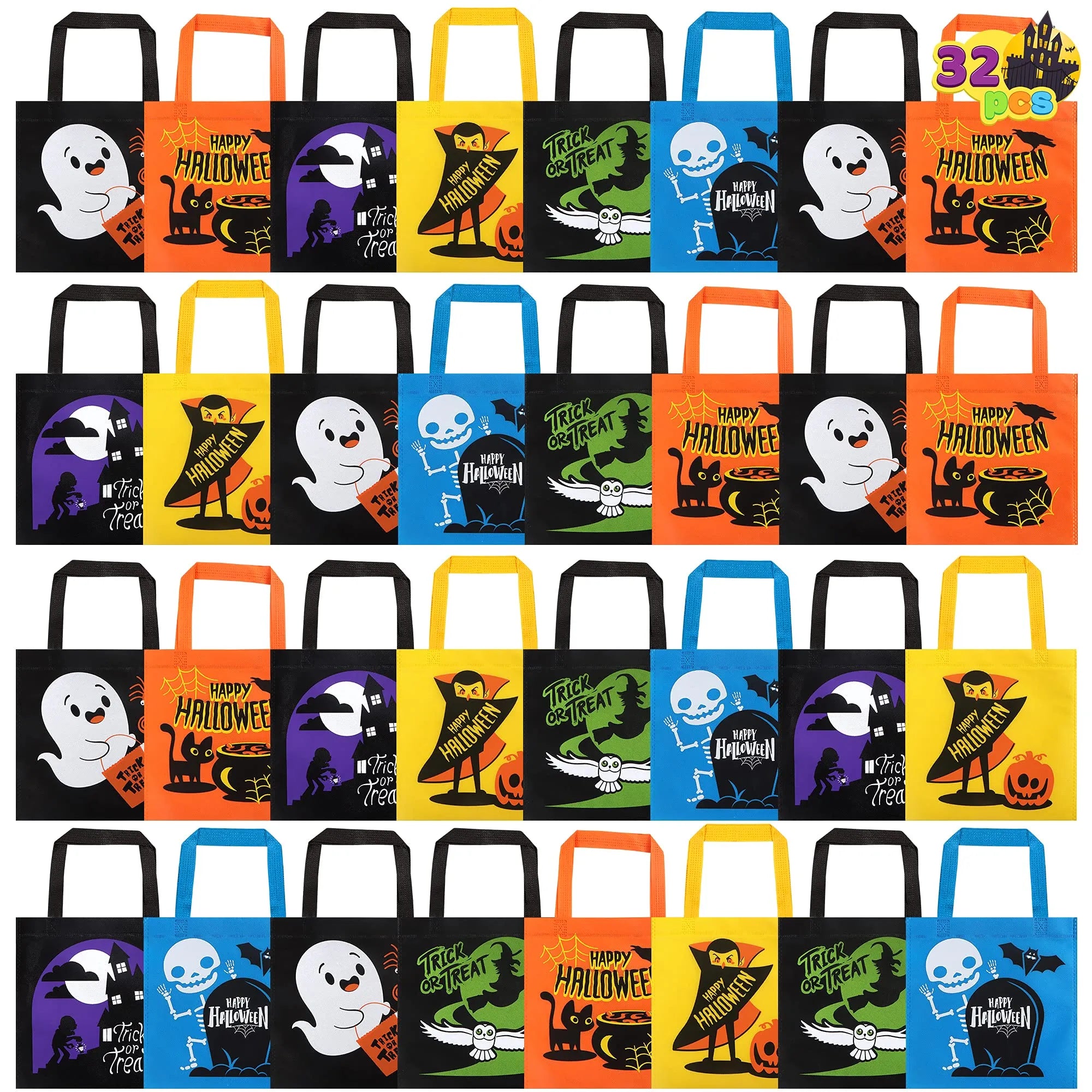 32-Pack Halloween Non-Woven Colorful Tote Gift Bags