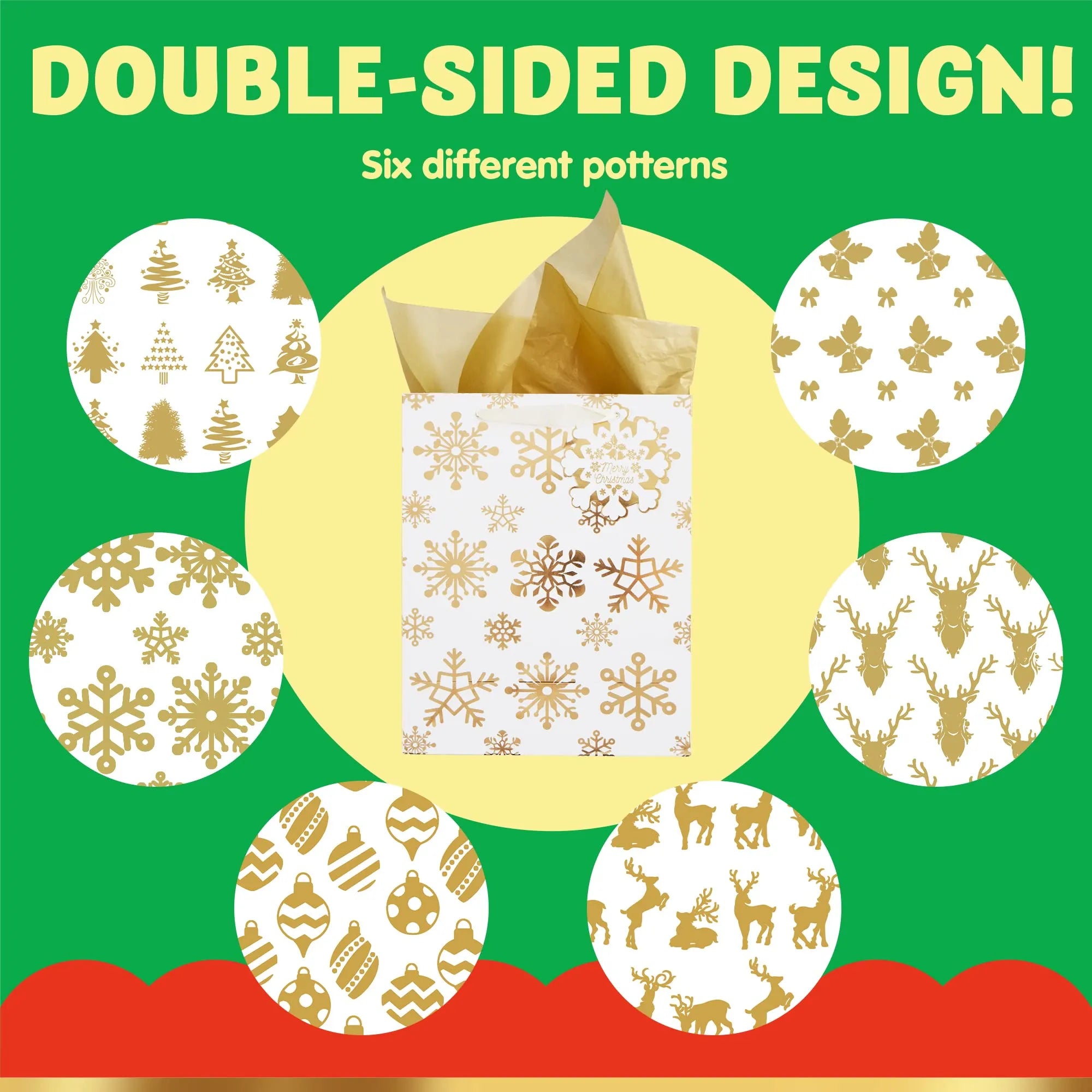 24Pcs Christmas Foil Gold Gift Bags