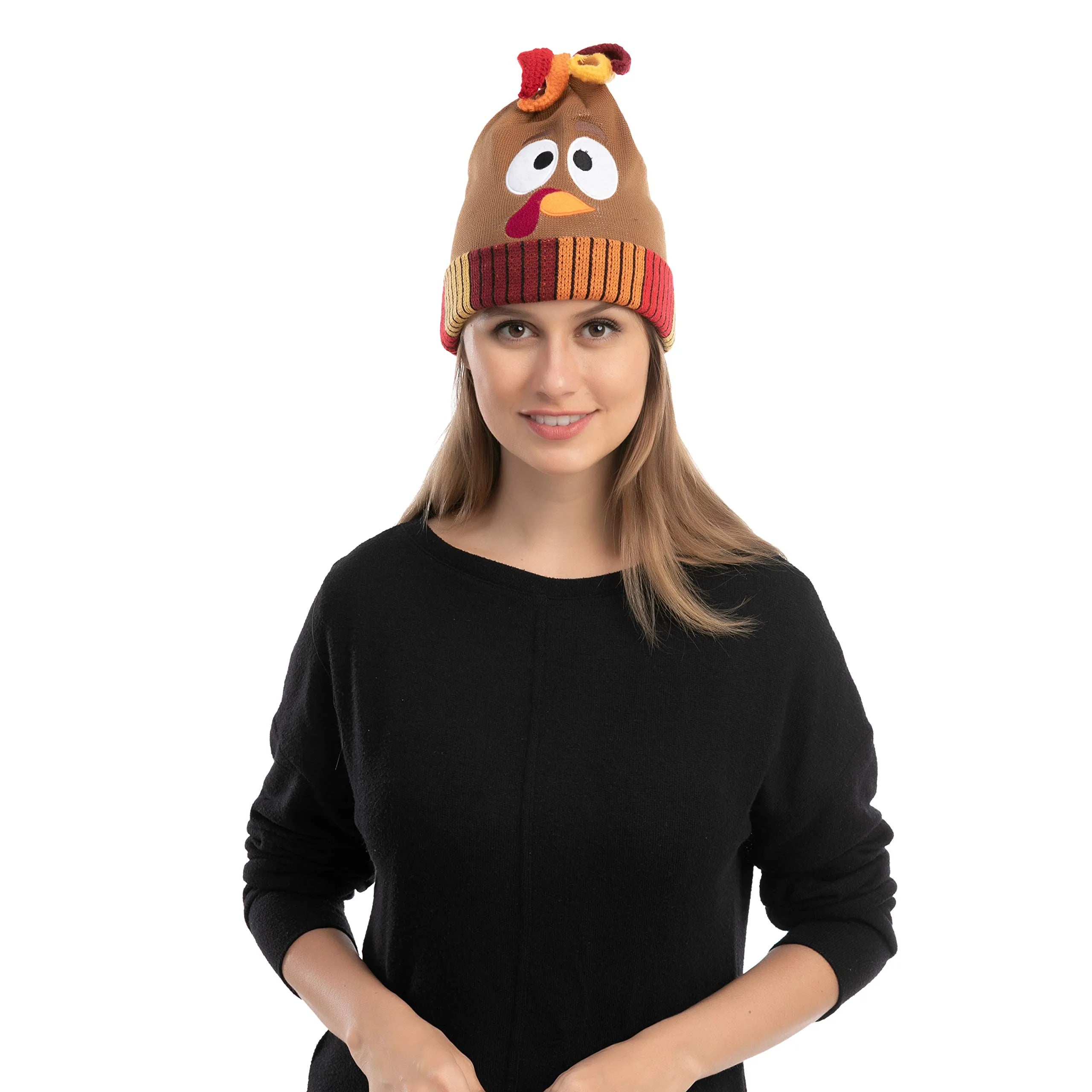 2-Piece Thanksgiving Pom-Pom Beanie Hats