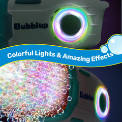 Play-Act 69-Hole Bubble Machine Gun Toy, Bazooka Rocket Shape Bubble Gun for Kids & Adults, Colored Lights Blaster with Solution