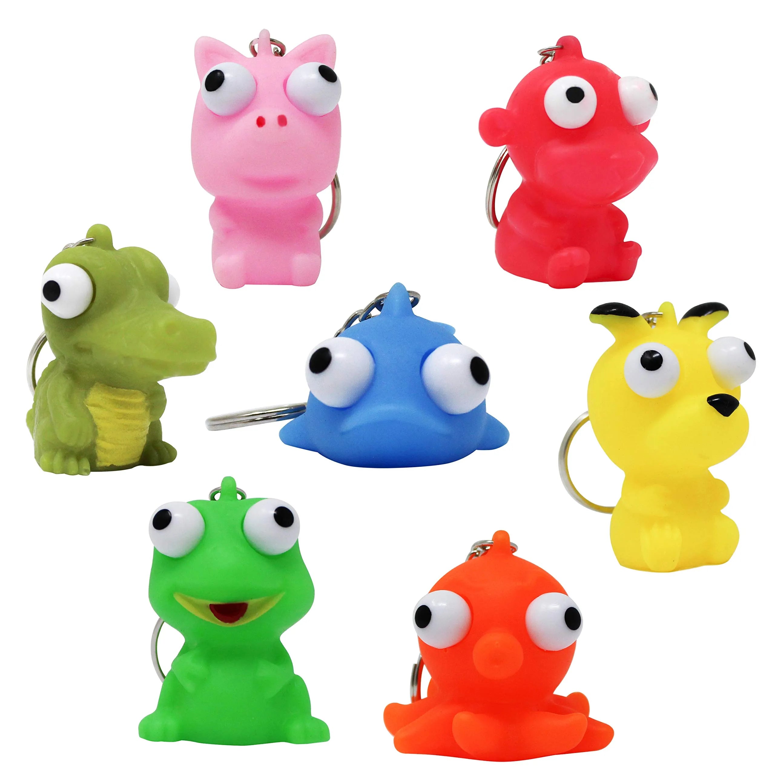 28Pcs Animal Keychains with Bulging Eyes and Kids Valentines Cards