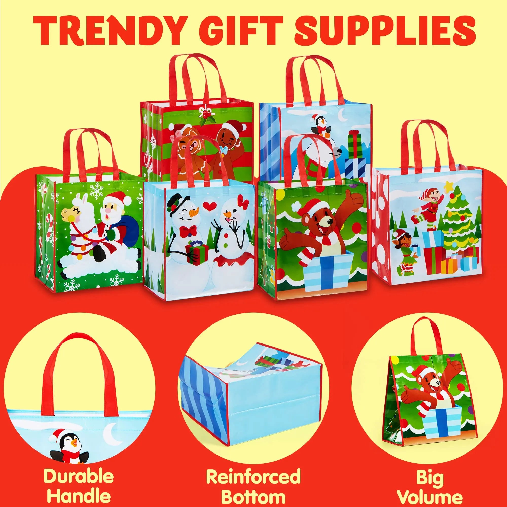 Tote Bags, 6 Designs, 12 Pcs