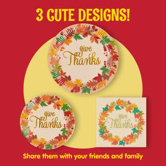 Thanksgiving Paper Plates and Napkins Set for 24 Guests