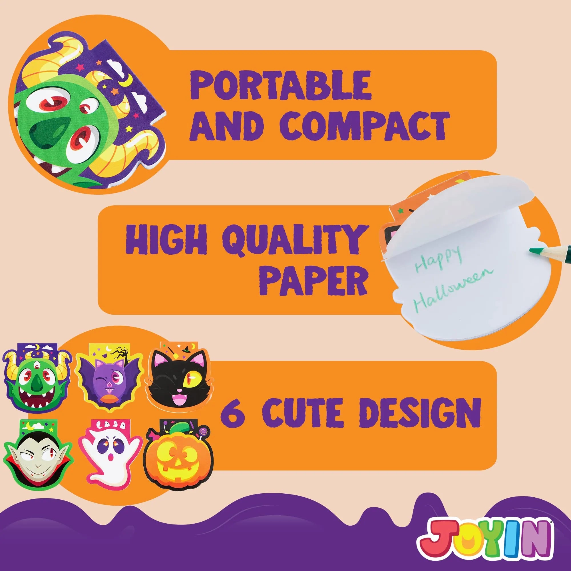 Halloween Spooky Characters Mini Notepad Set (60 Pack)