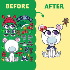 Make-a-Face Christmas Stickers, 6 Designs, 36 Pieces