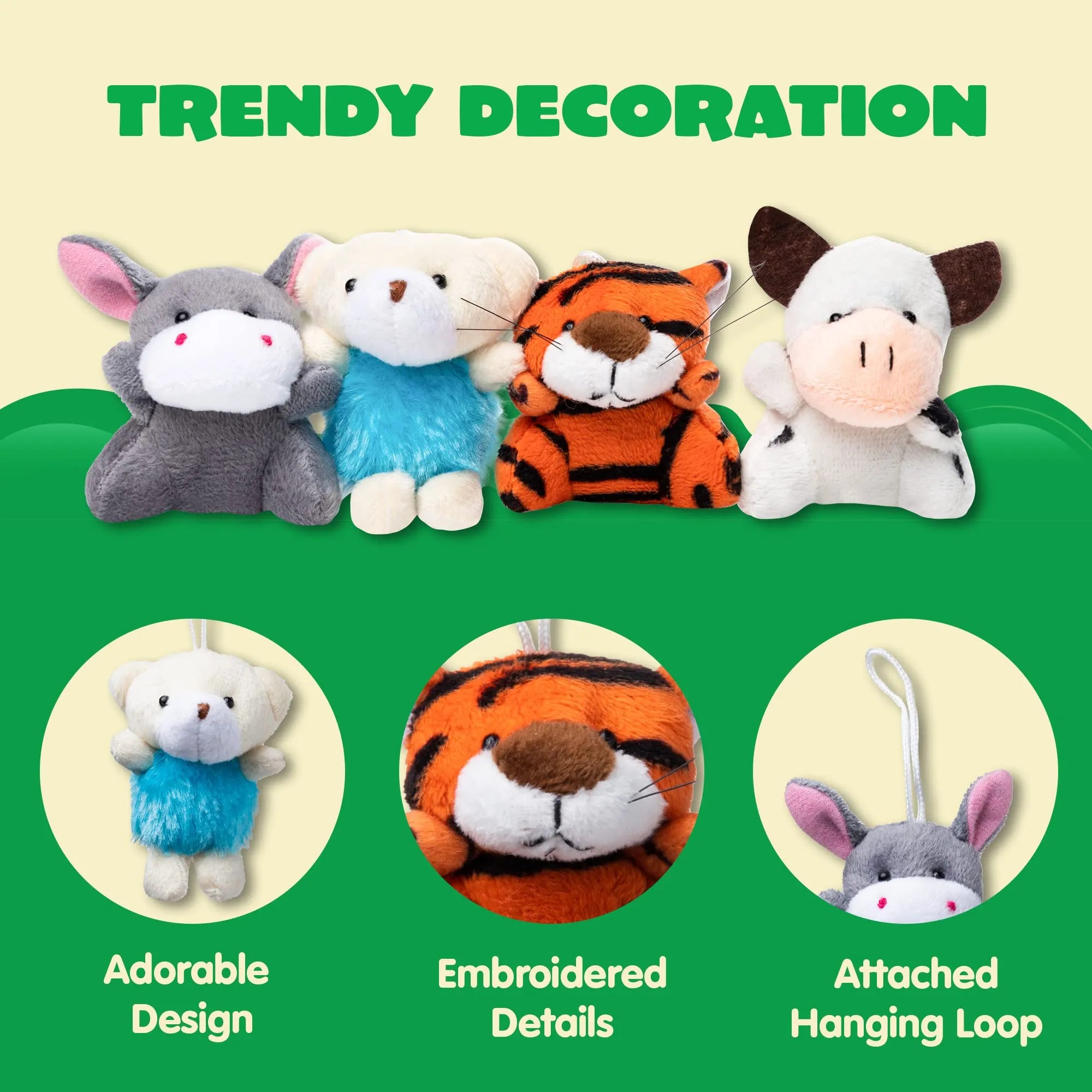36-Piece Mini Plush Animal Toy Set (2.5 to 3 Inches, No Egg Shells)