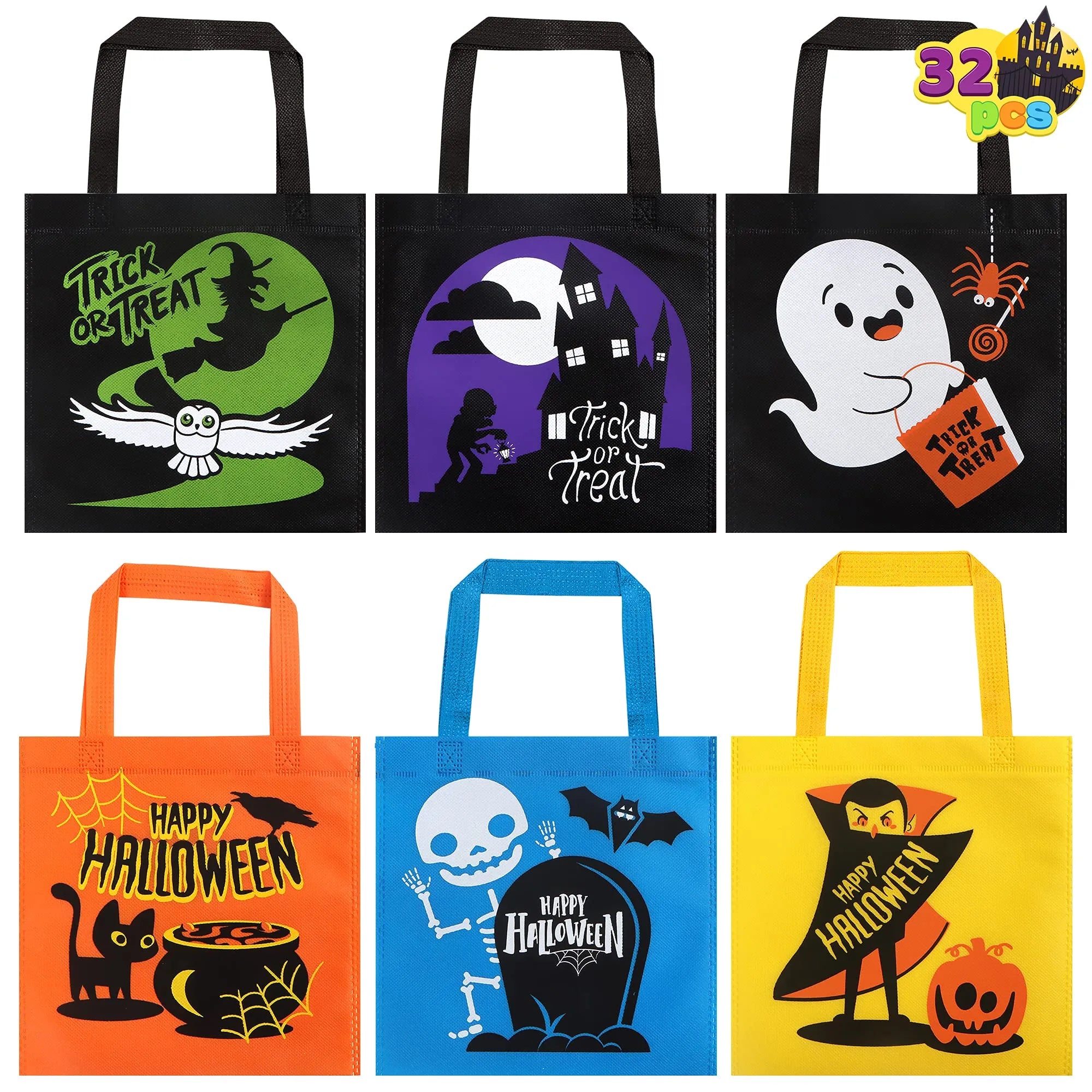 32-Pack Halloween Non-Woven Colorful Tote Gift Bags
