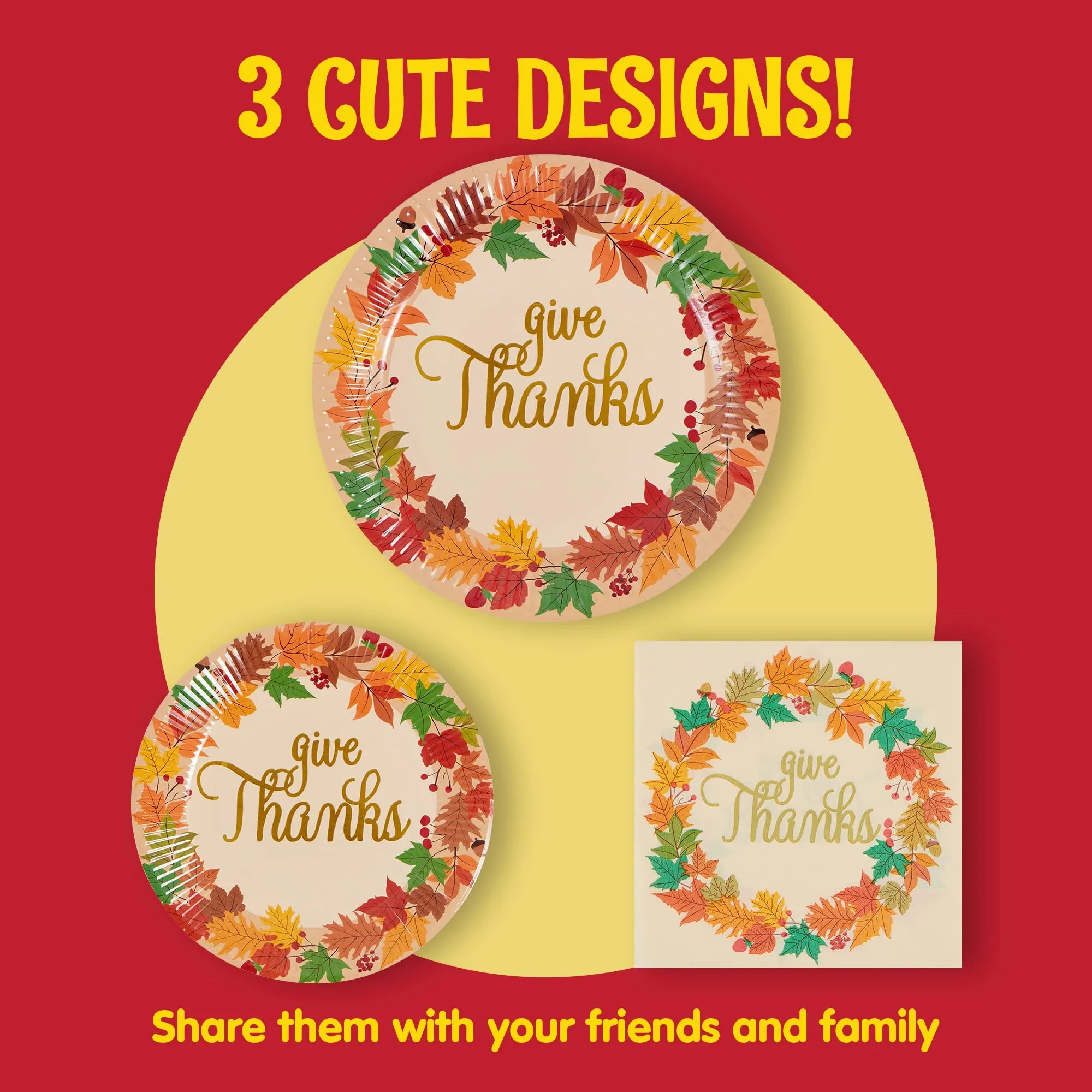Thanksgiving Paper Plates and Napkins Set for 24 Guests