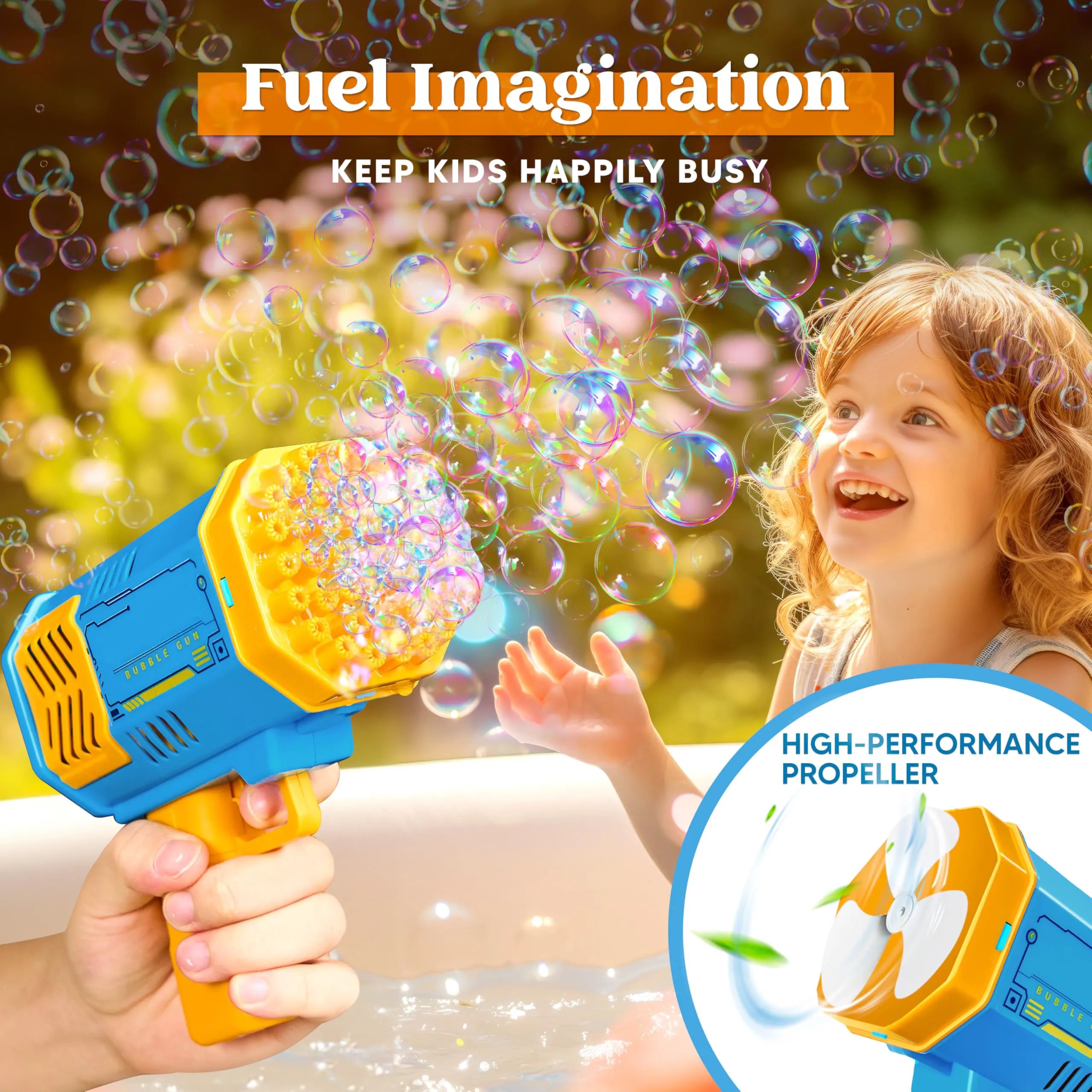 Sloosh 2-Pack Bubble Machine - Bazooka Rocket Shape Bubble Gun Toy for Kids Ages 4-8, Adults, Party Favors, Summer, Wedding, Easter