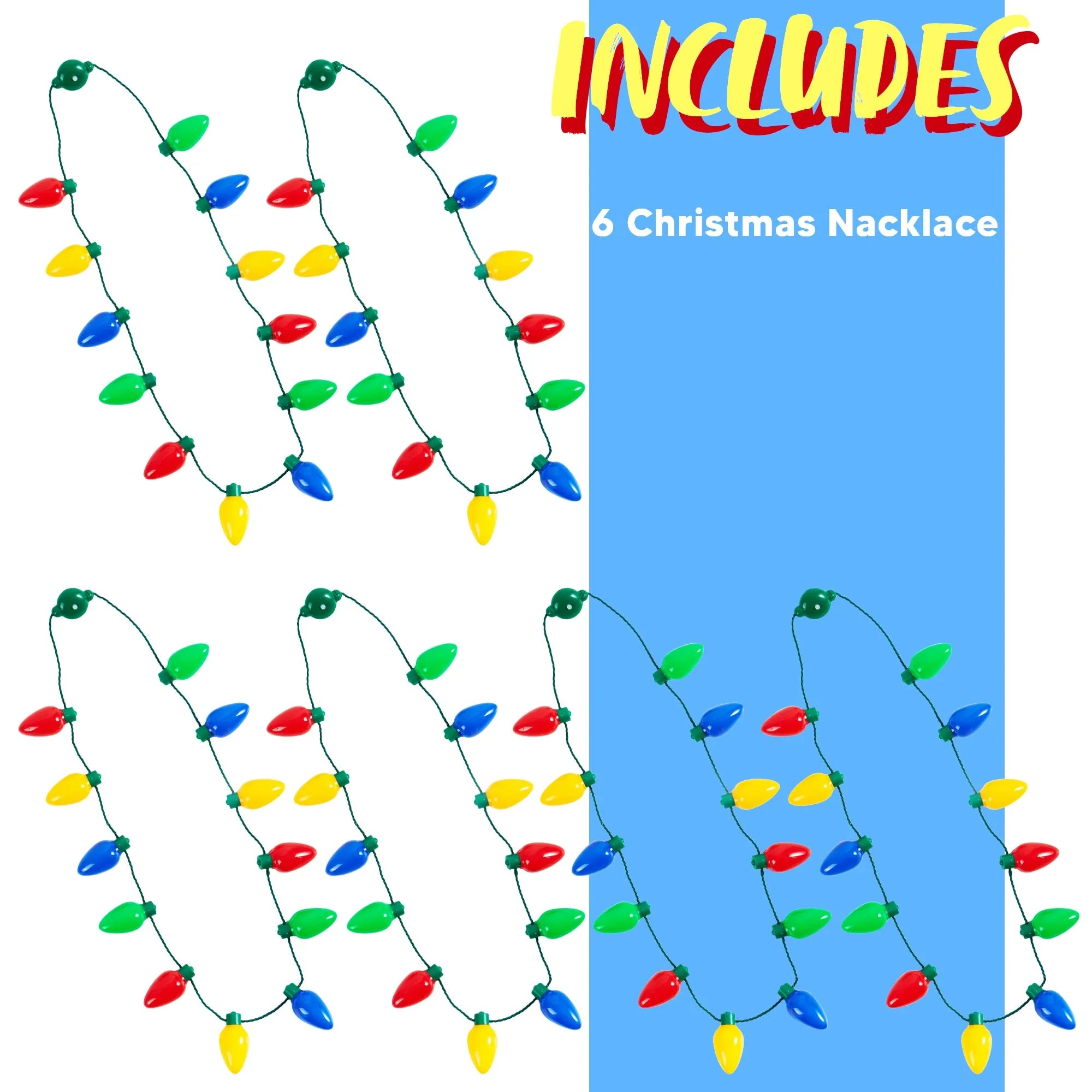 6 Pcs Christmas Necklace with 12 Light Bulbs