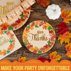 Thanksgiving Paper Plates and Napkins Set for 24 Guests
