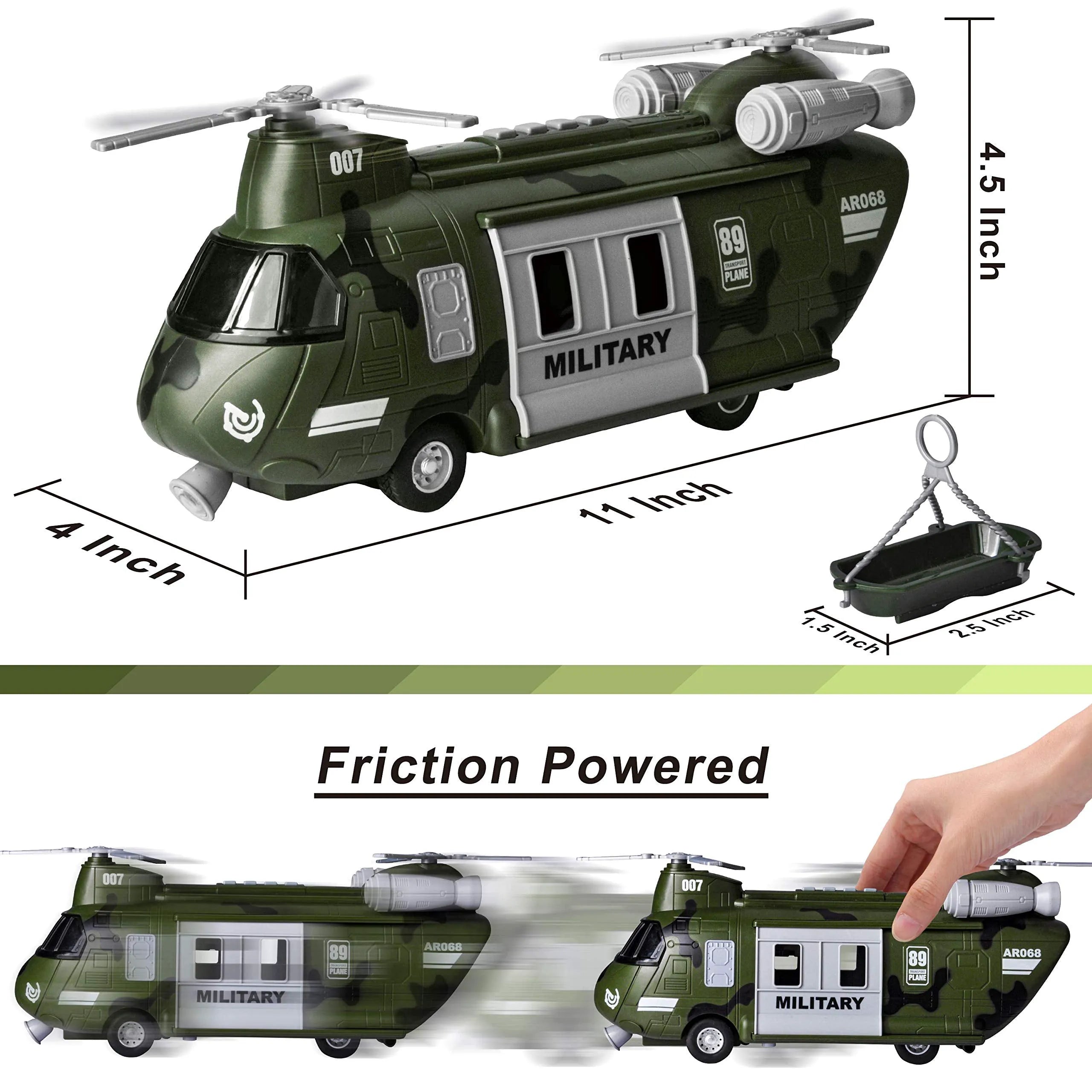 Friction Powered Helicopter Transport Toy