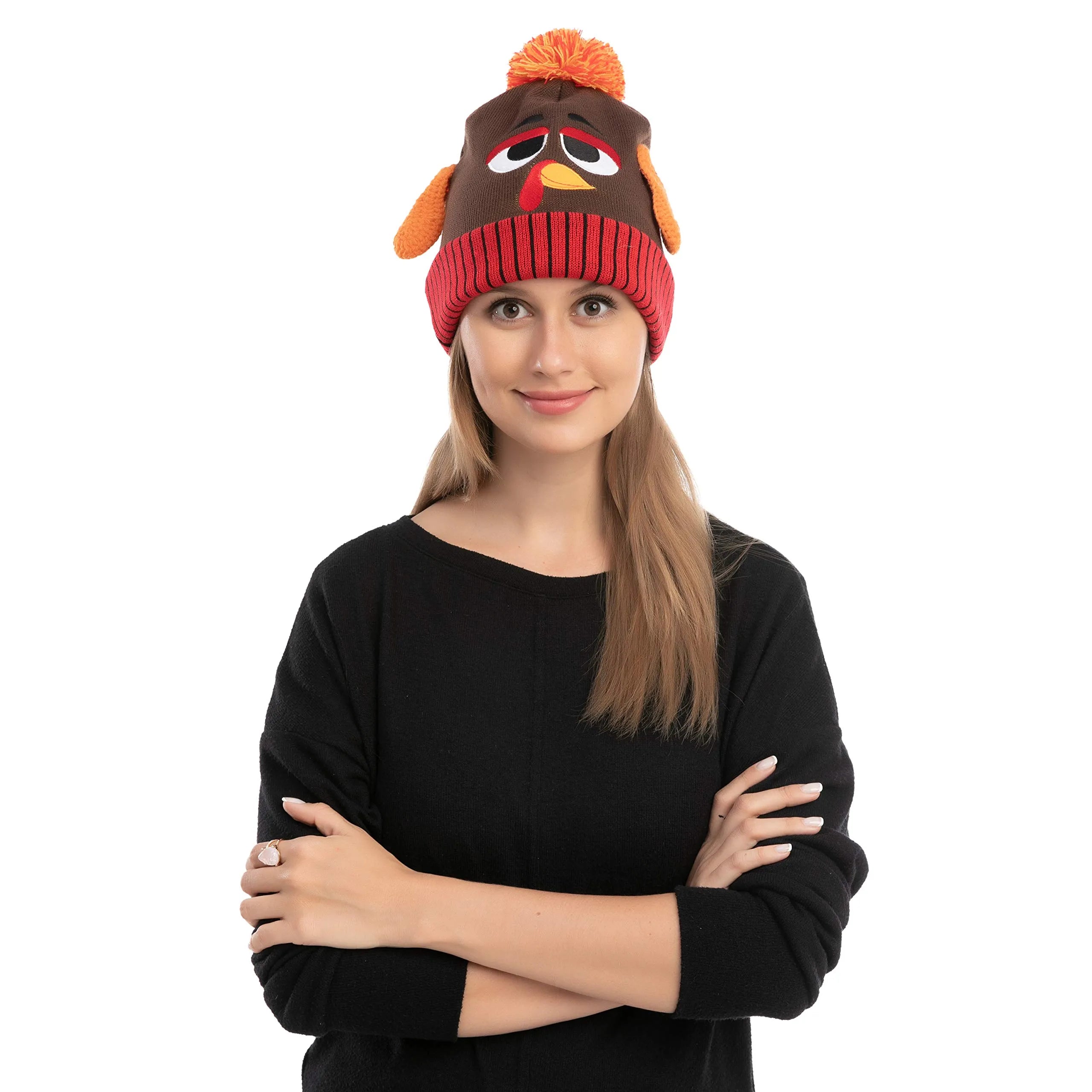 2-Piece Thanksgiving Pom-Pom Beanie Hats