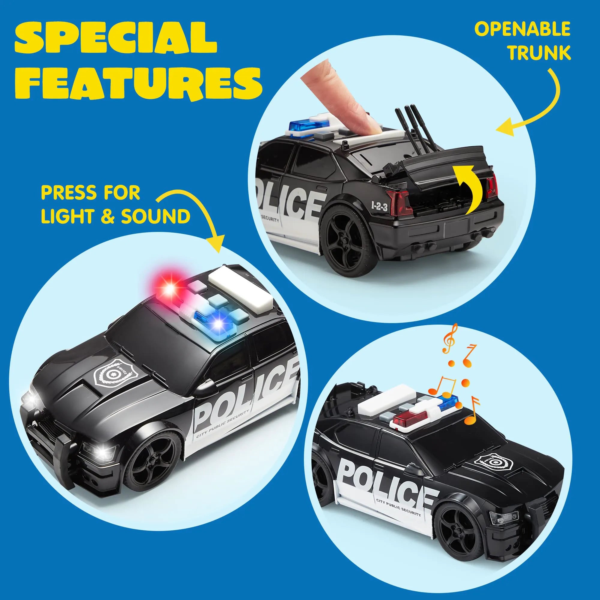 3-Piece City Hero Police Vehicle Toy Set