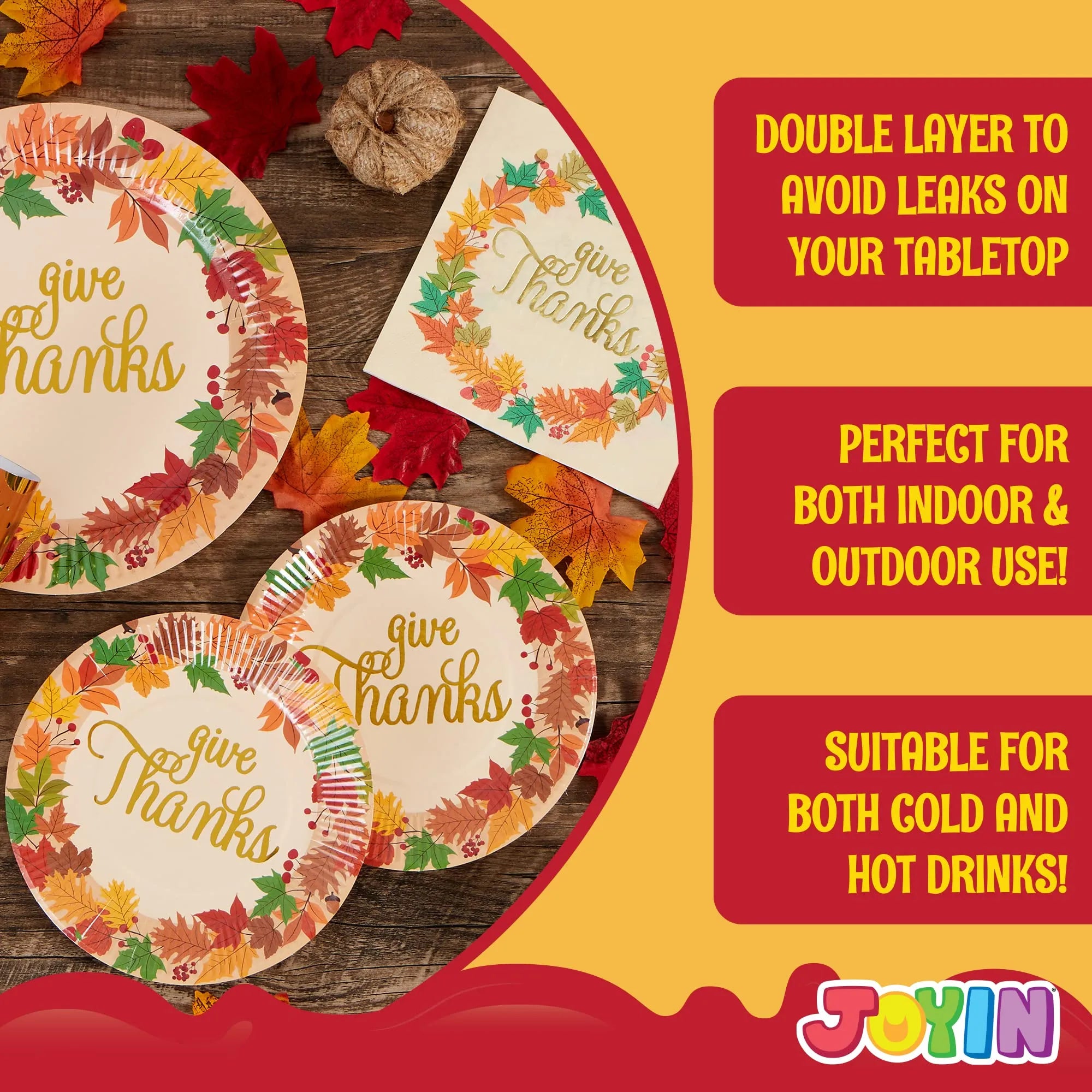Thanksgiving Paper Plates and Napkins Set for 24 Guests