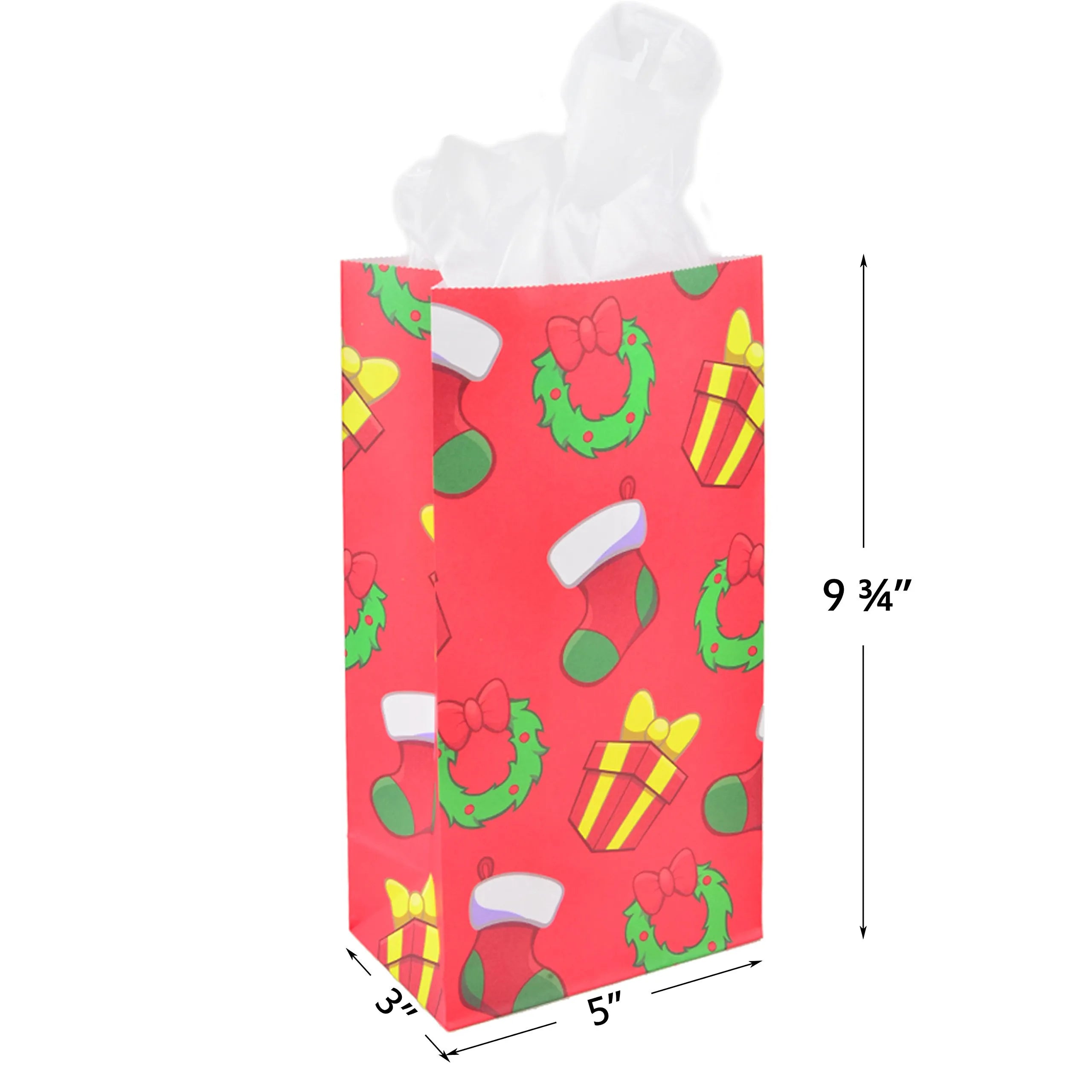9.75 Inch Holiday Goody Bags, 72 Count